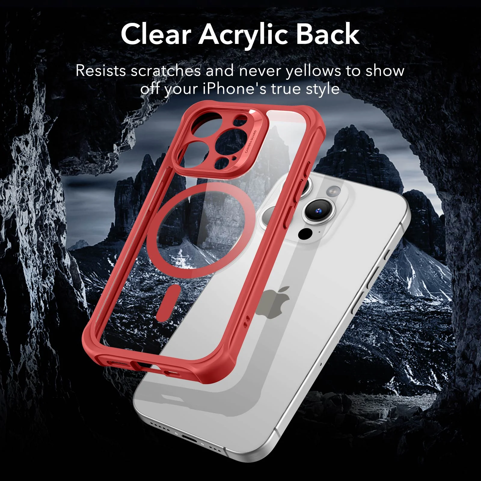 iPhone 15 Pro Max Armor Tough Case (HaloLock) - Clear Red - Image 7