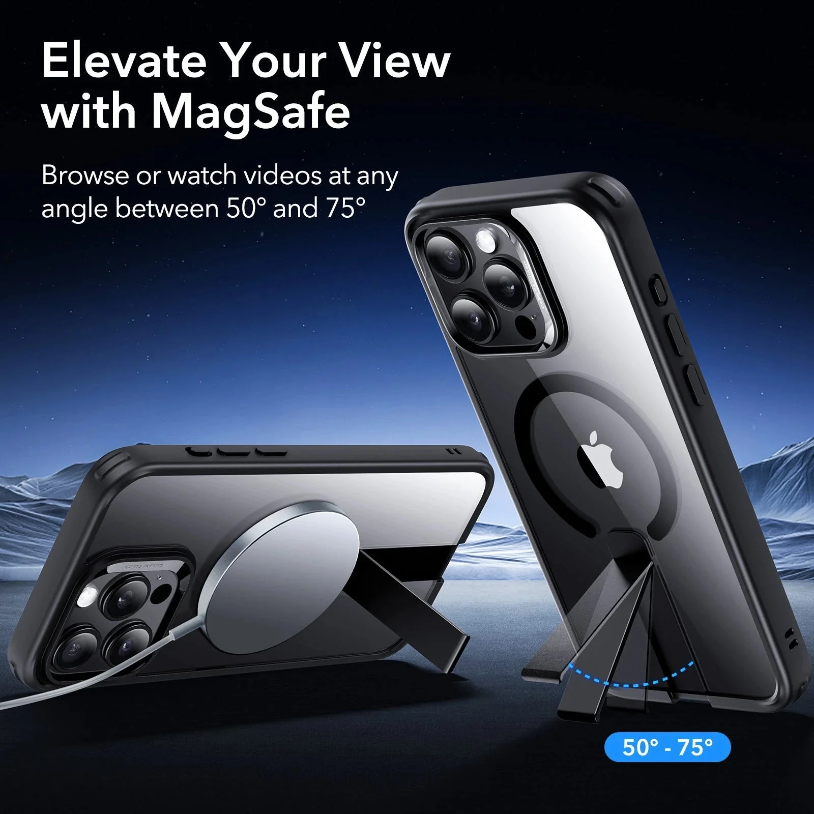 iPhone 15 Pro Max Boost Flickstand Case (HaloLock) - Clear Black - Image 2