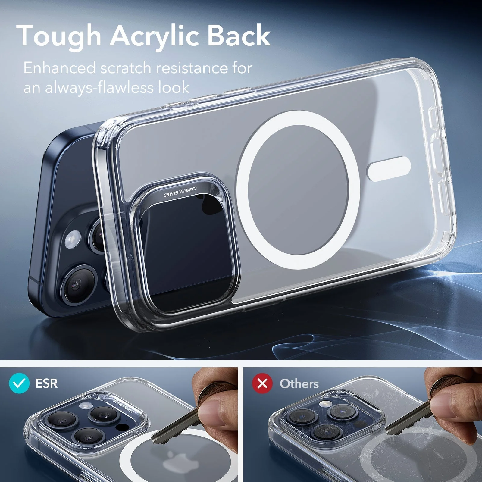 iPhone 15 Pro Max Classic Hybrid Case (HaloLock) - Clear Dark Blue - Image 5