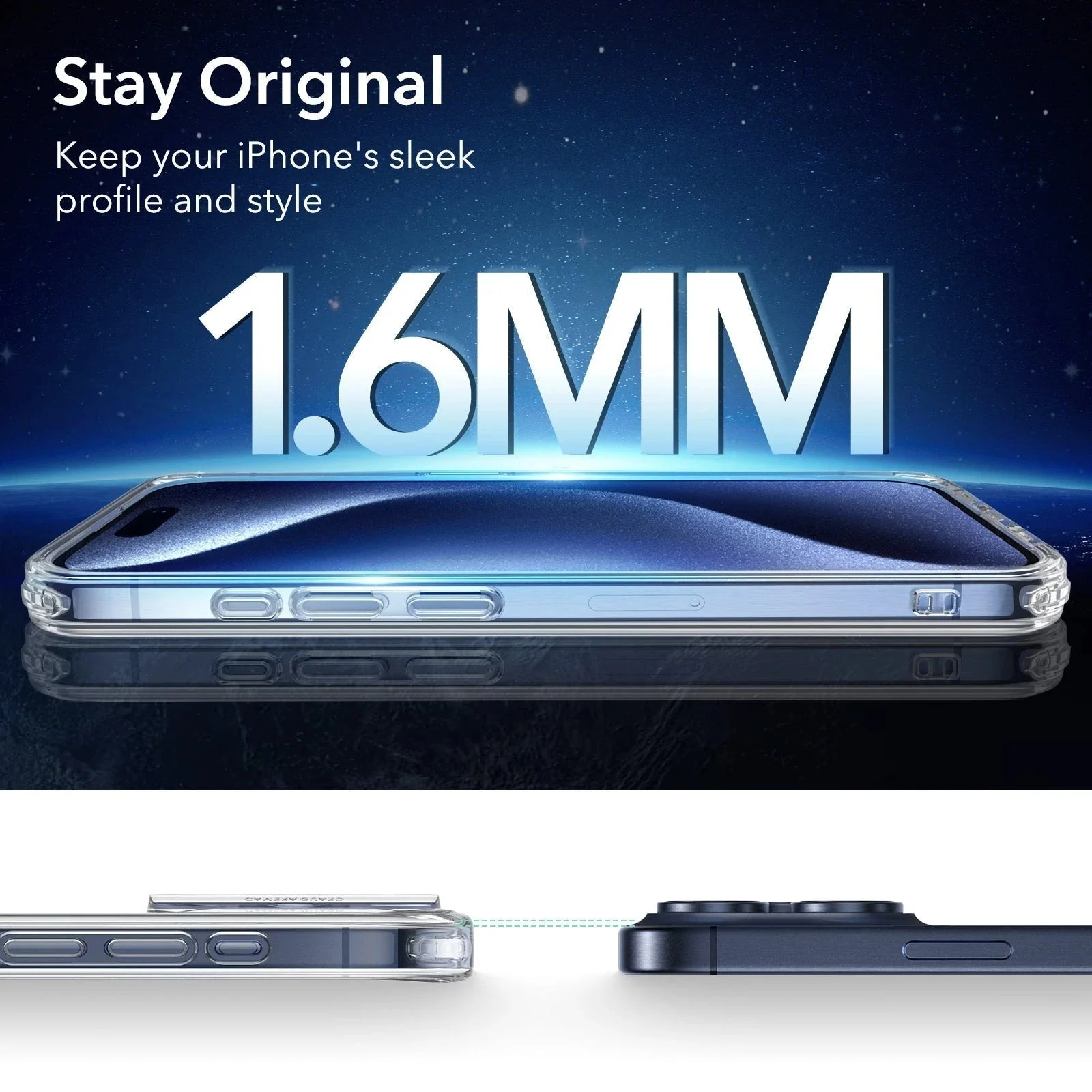 iPhone 15 Pro Max Classic Hybrid Case (HaloLock) - Clear Dark Blue - Image 7