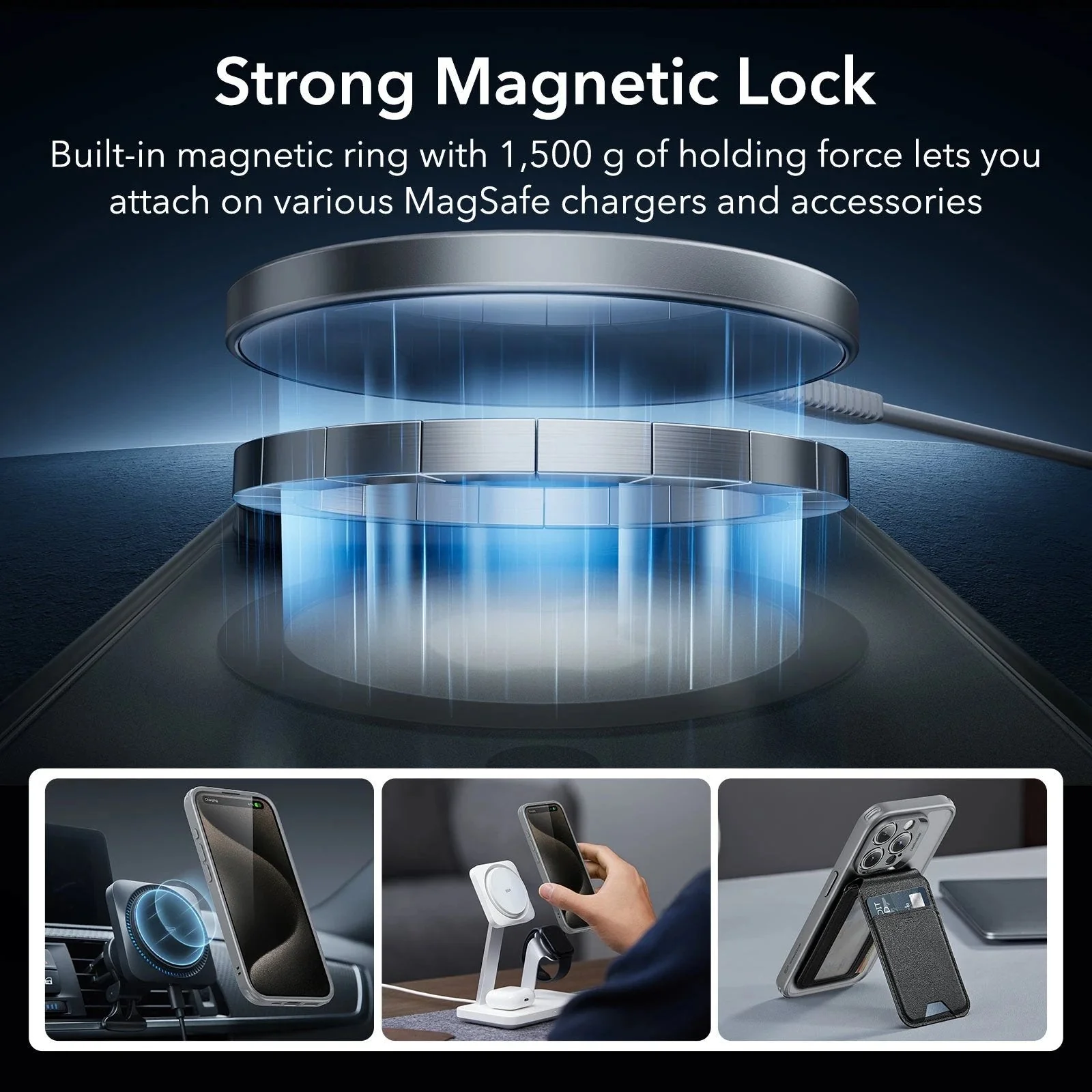 iPhone 15 Pro Max Classic Pro Case (HaloLock) Set - Frosted Grey - Image 5