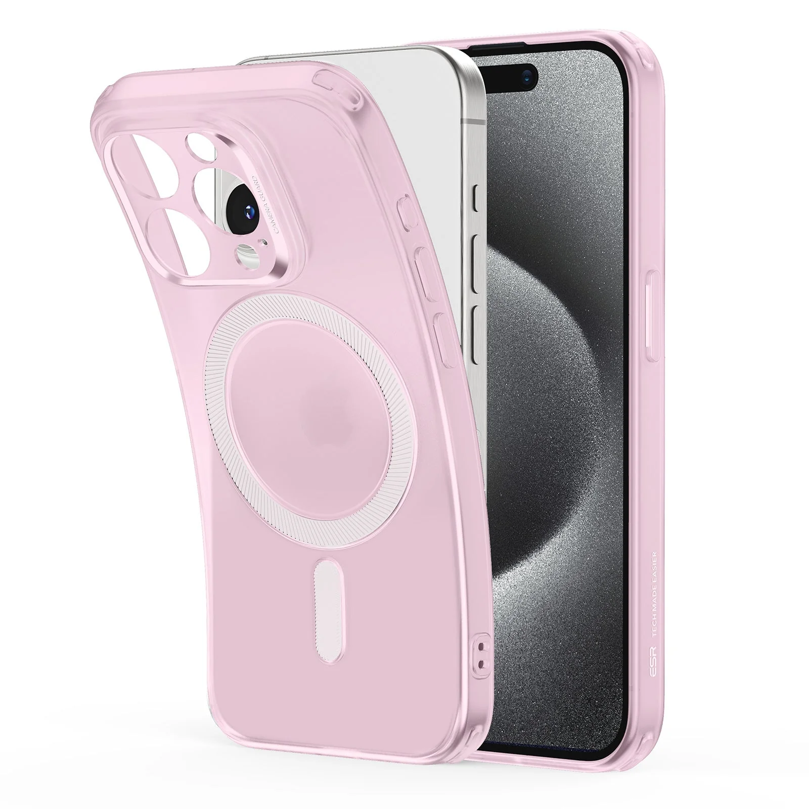 iPhone 15 Pro Max Zero Clear Case (HaloLock) - Frosted Pink