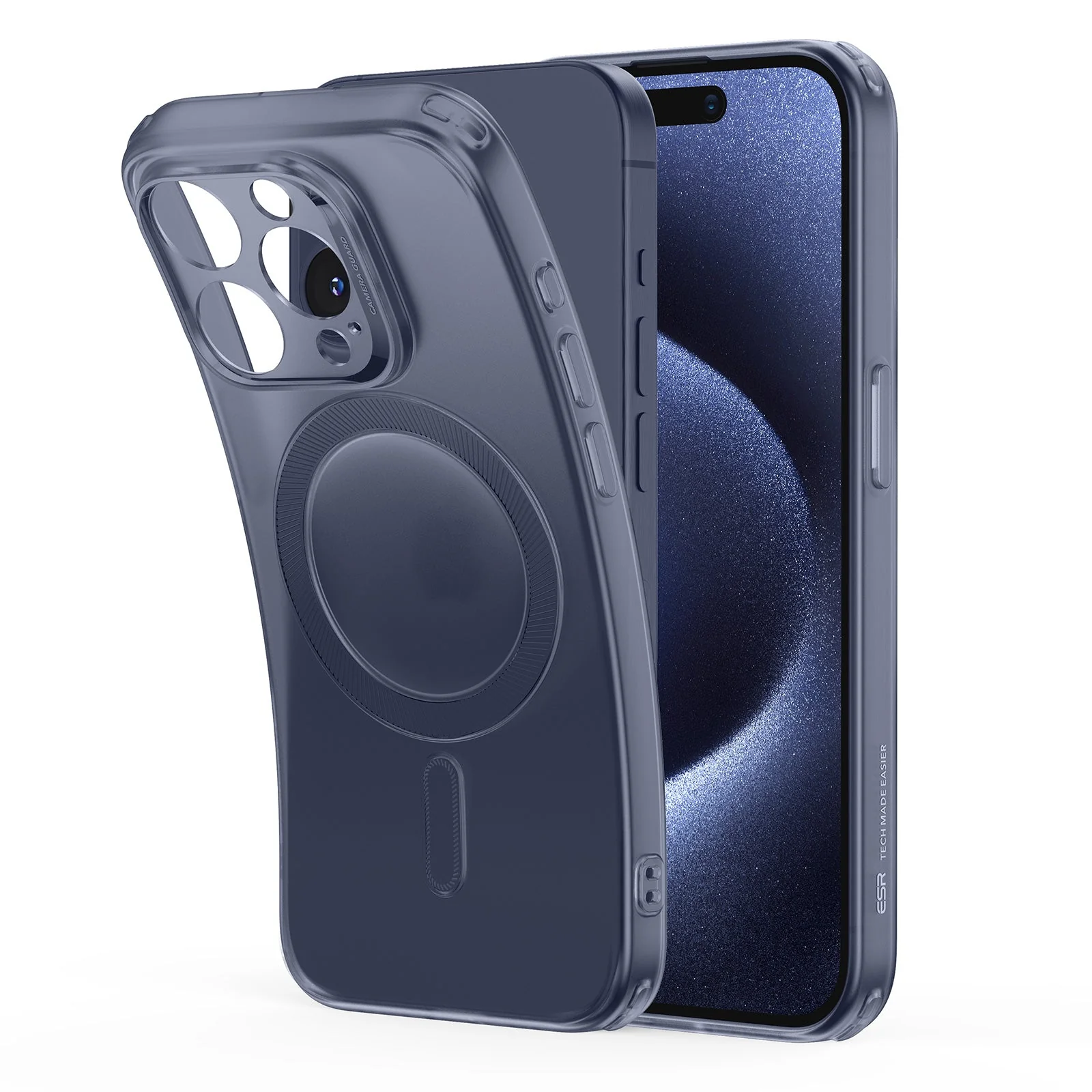 iPhone 15 Pro Zero Clear Case (HaloLock) - Frosted Dark Blue