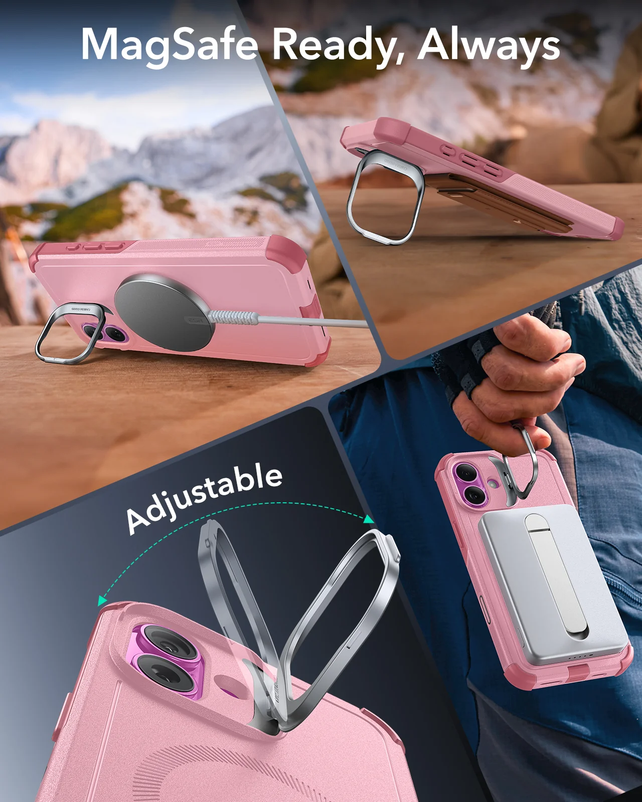 iPhone 16 Cyber Tough Magnetic Case (Camera Control, Stash Stand) - Pink - Image 8