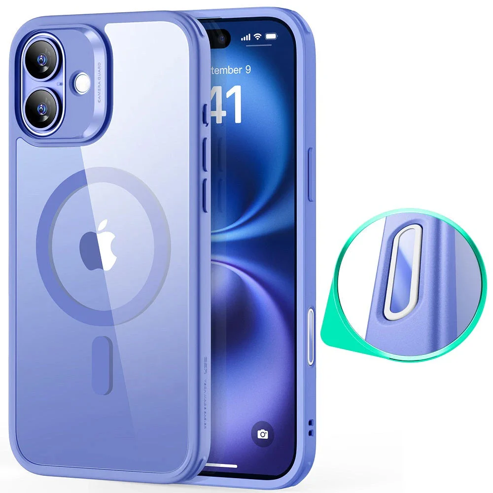 iPhone 16 HaloLock Classic Hybrid Case (Camera Control) - Clear Blue