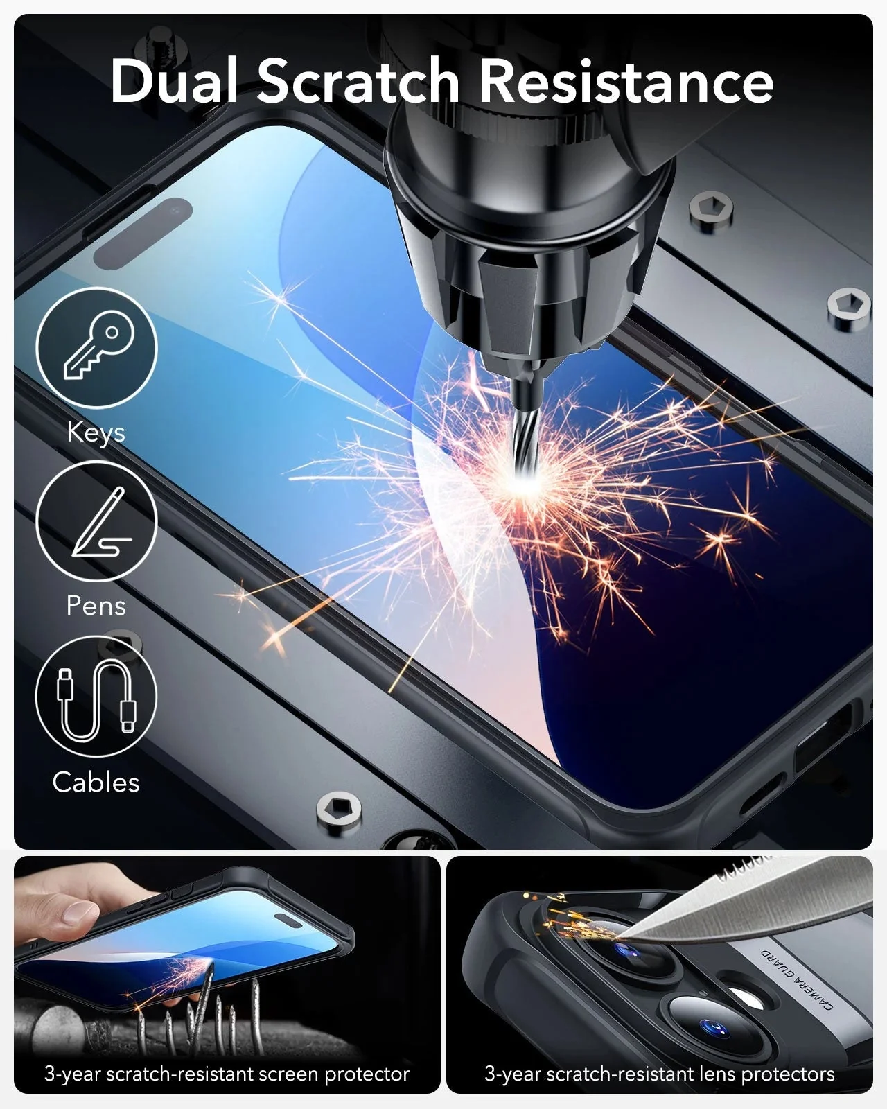 iPhone 16 Plus Armor Tough Case (HaloLock) - Clear Black - Image 7