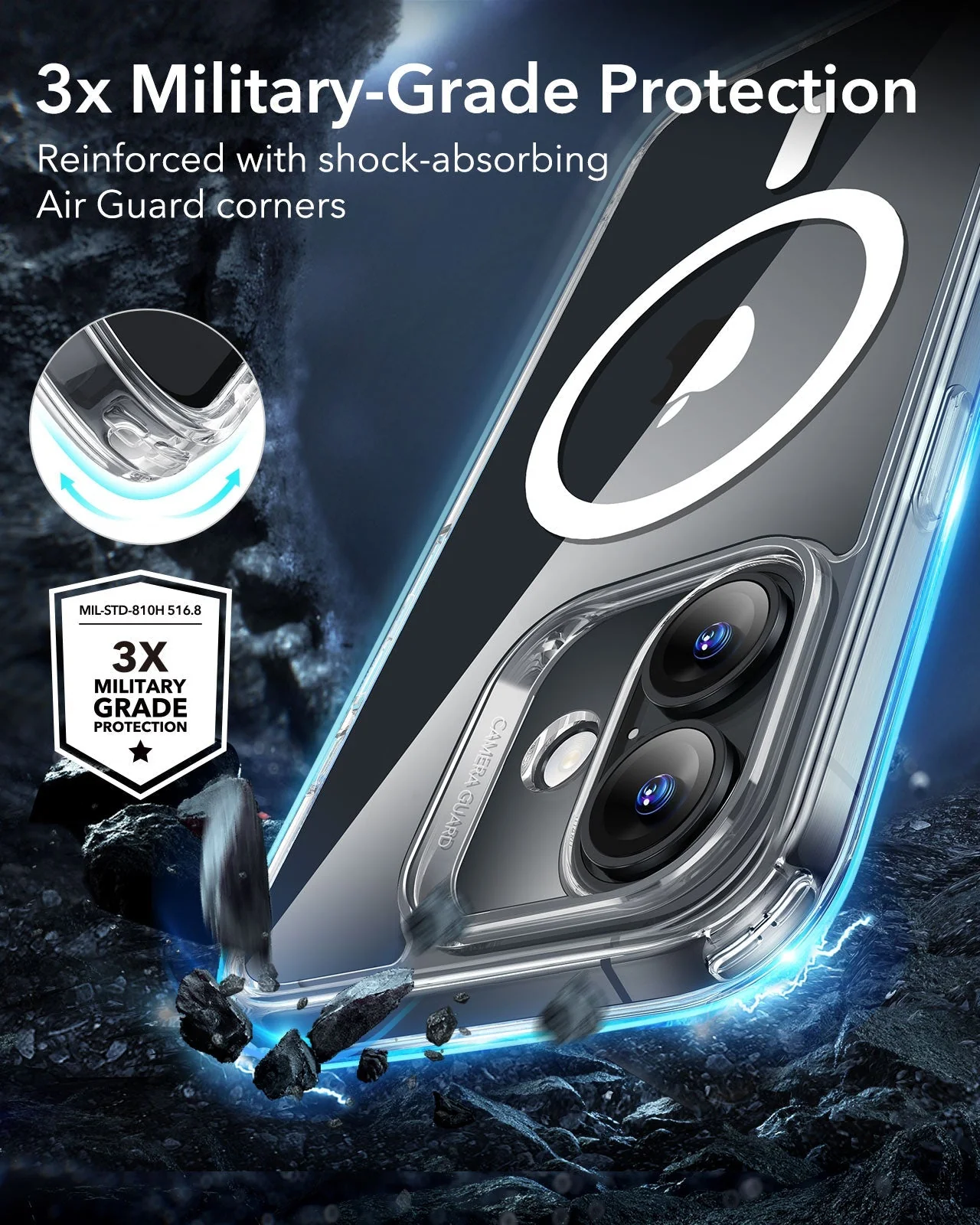 iPhone 16 Plus Classic Hybrid Case (HaloLock) - Clear Blue - Image 4