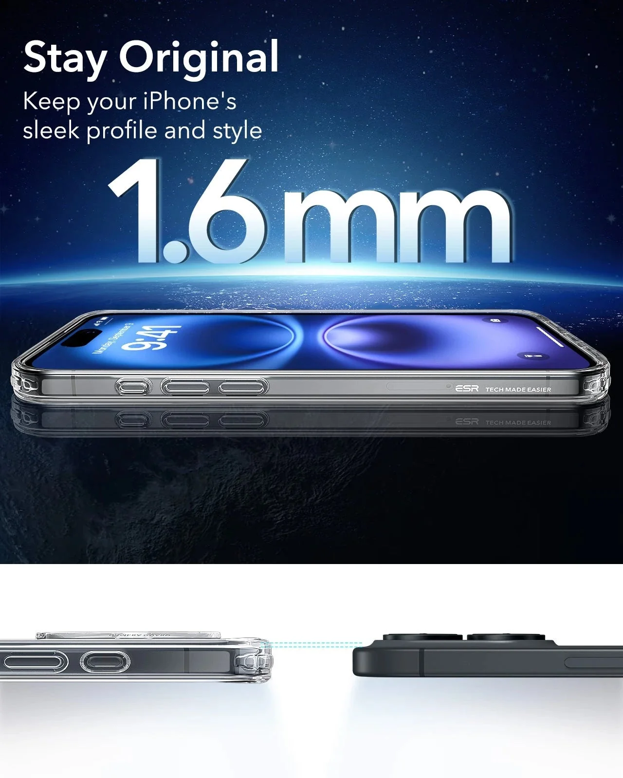 iPhone 16 Plus Classic Hybrid Case (HaloLock) - Clear Blue - Image 8