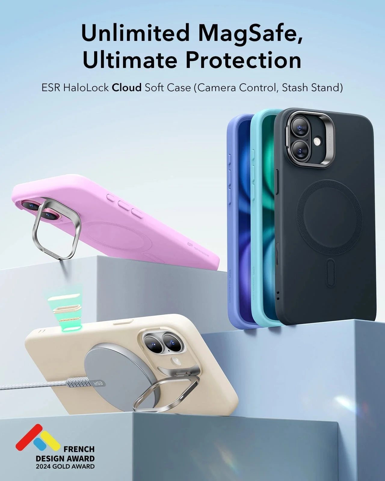 iPhone 16 Plus Cloud Soft Magnetic Case (Camera Control, Stash Stand) - Light Tan - Image 3