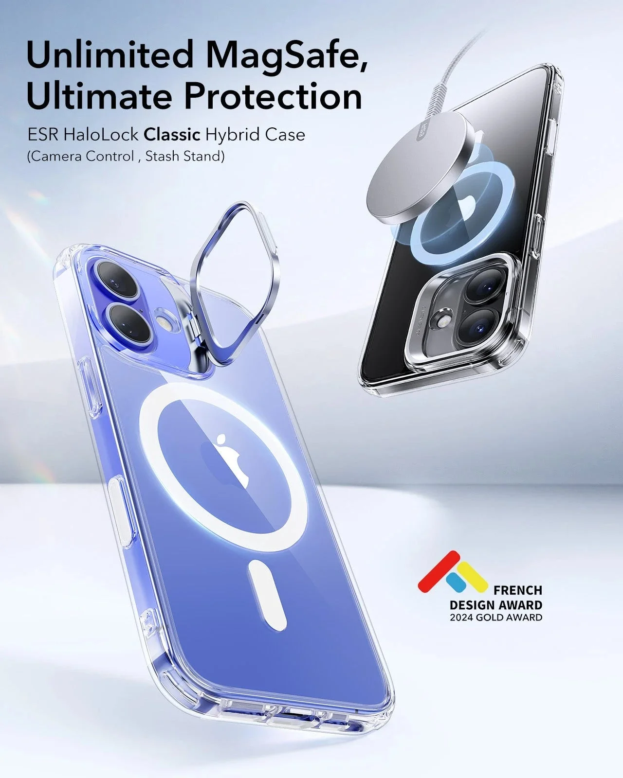 iPhone 16 Plus Classic Hybrid Magnetic Case (Camera Control, Stash Stand) - Clear Green - Image 2