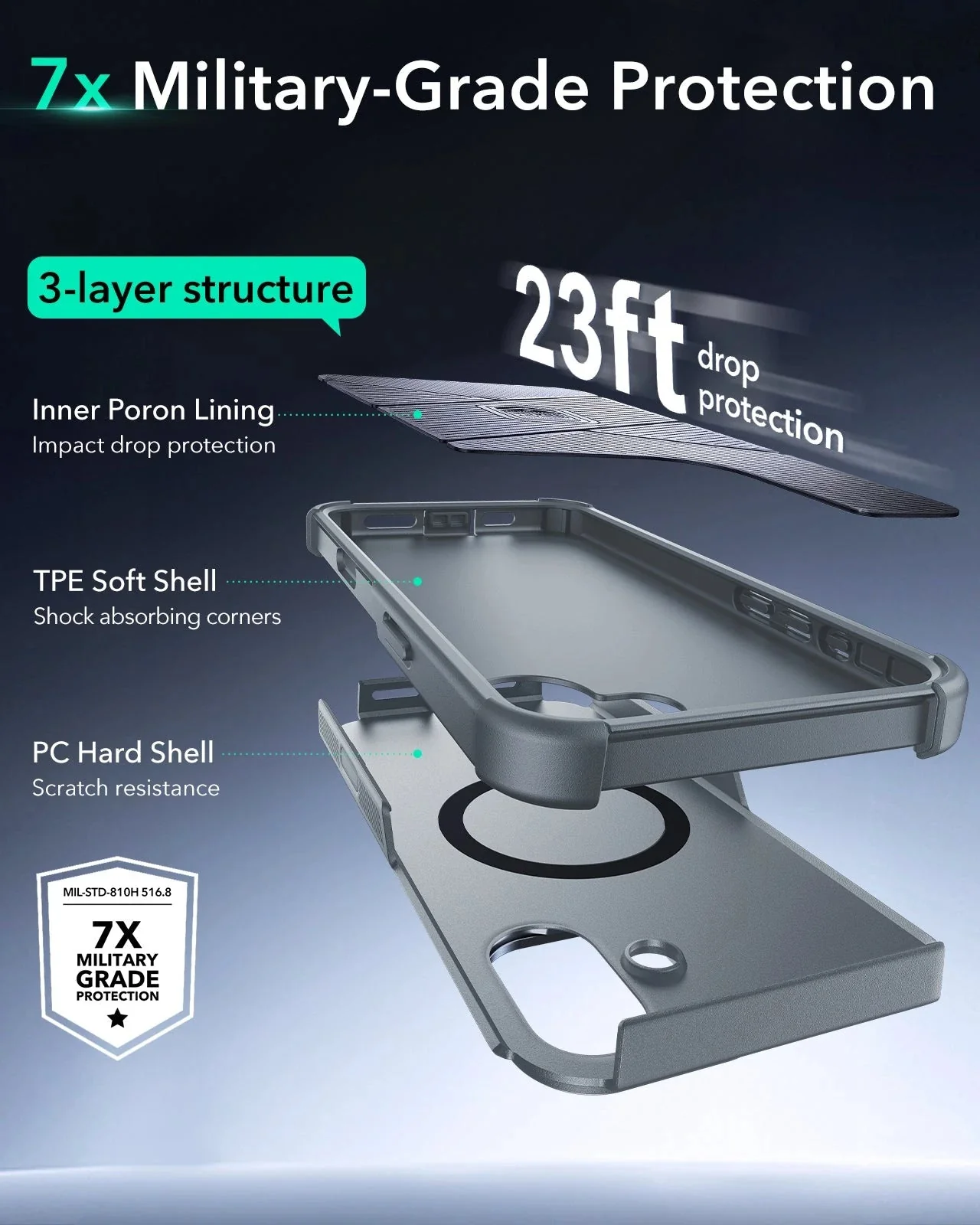 iPhone 16 Plus Cyber Tough Magnetic Case (Camera Control, Stash Stand) - Light Grey - Image 5