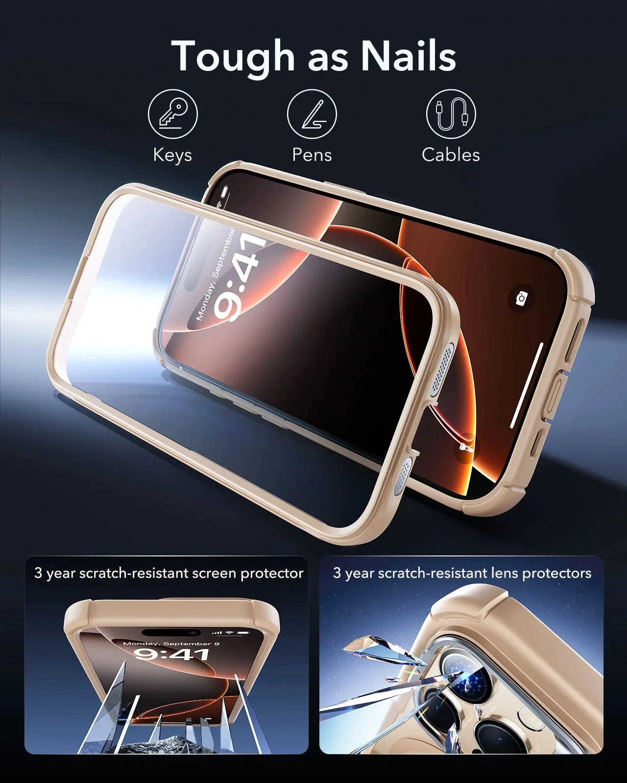 iPhone 16 Pro Armor Tough Magnetic Case (Camera Control, Stash Stand) - Desert Titanium - Image 8