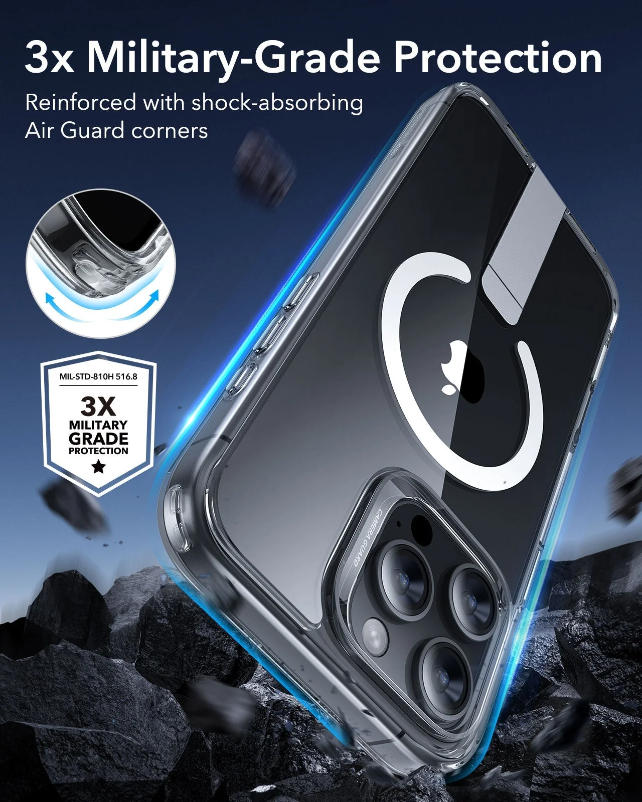 iPhone 16 Pro Boost Flickstand Case (HaloLock) - Clear Black - Image 4
