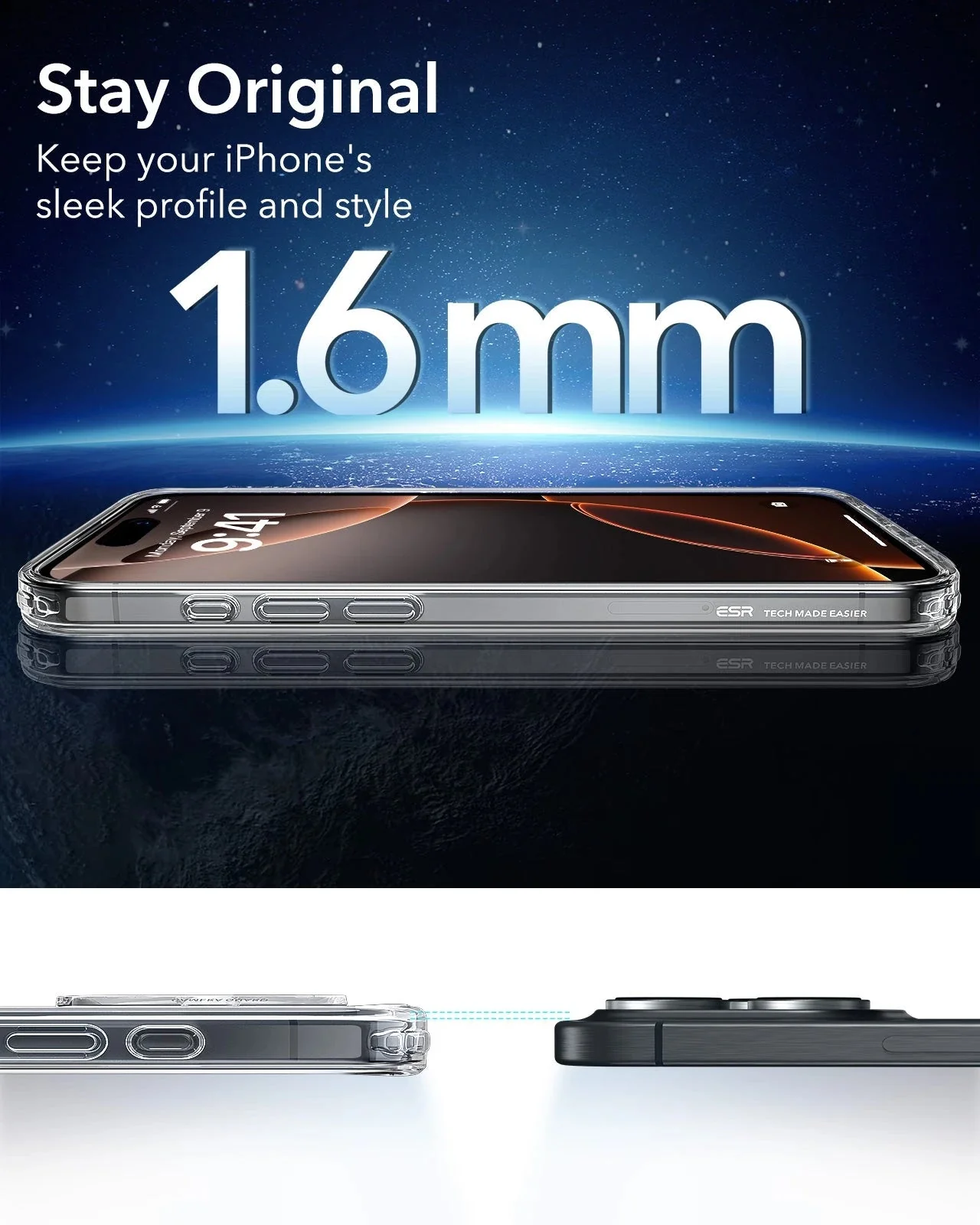iPhone 16 Pro Classic Hybrid Case (HaloLock) - Clear Shimmer - Image 8
