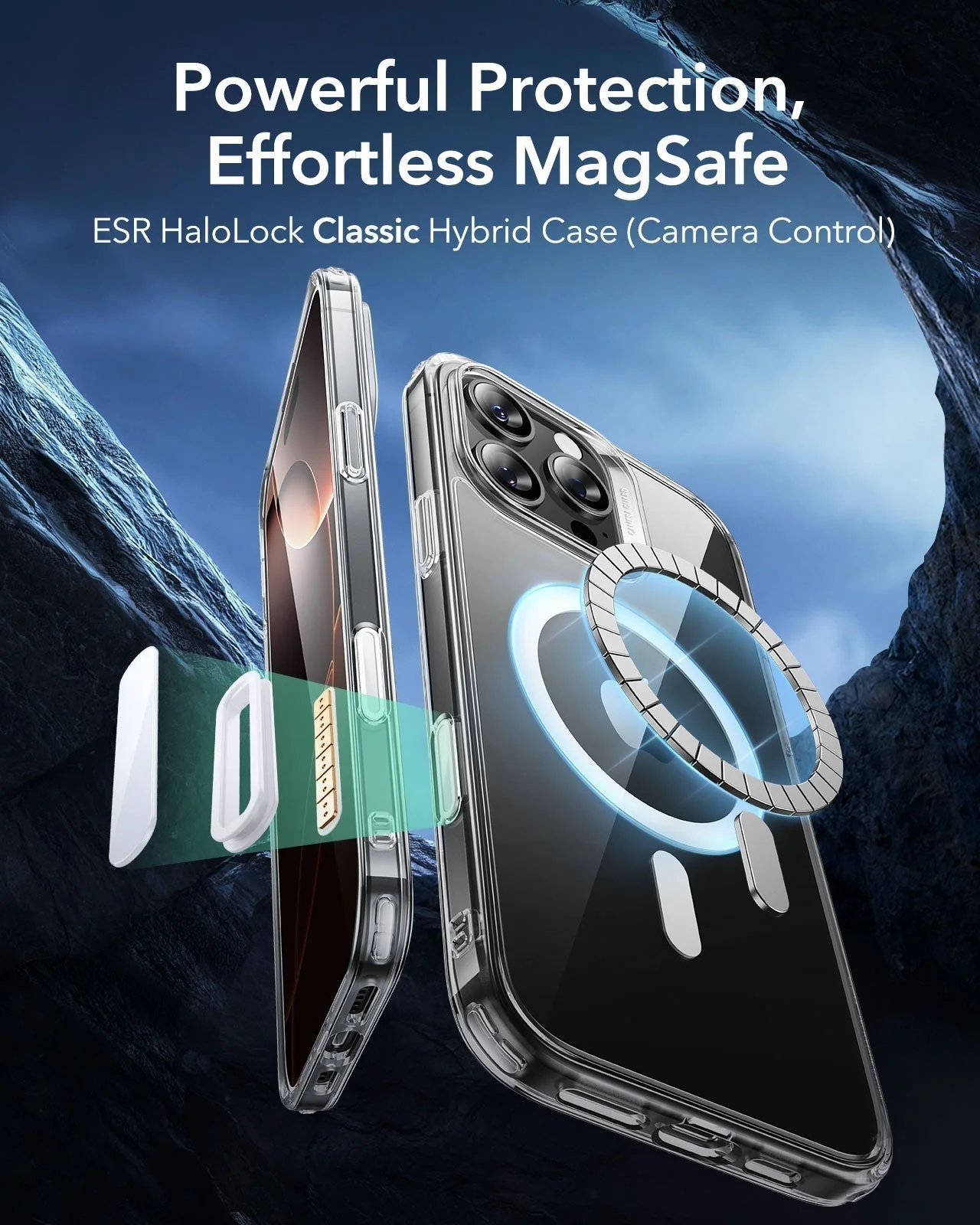 iPhone 16 Pro Classic Hybrid Magnetic Case (Camera Control) & Screen Protection Bundle - Clear Black - Image 3