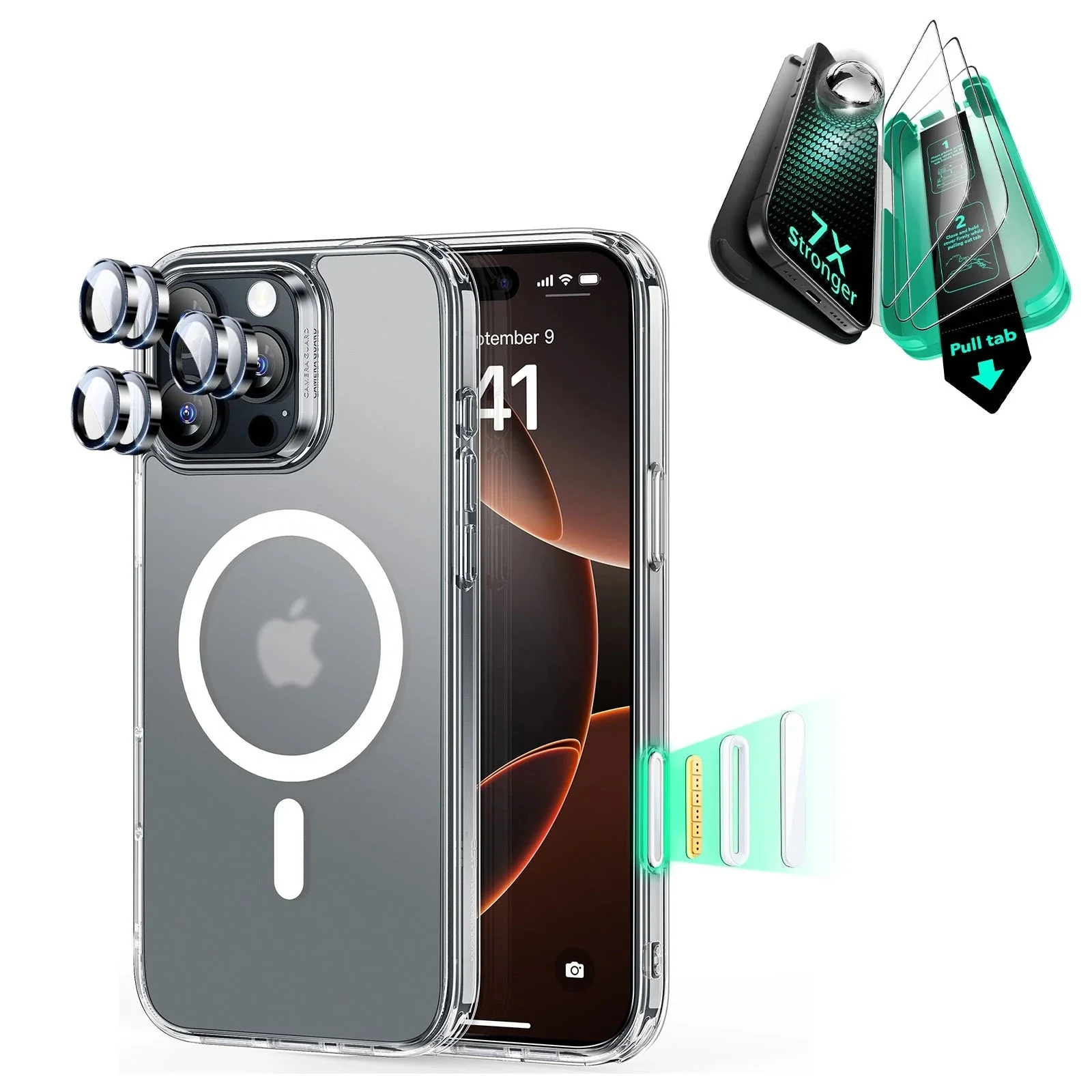 iPhone 16 Pro Classic Hybrid Magnetic Case (Camera Control) & Screen Protection Bundle - Frosted Clear