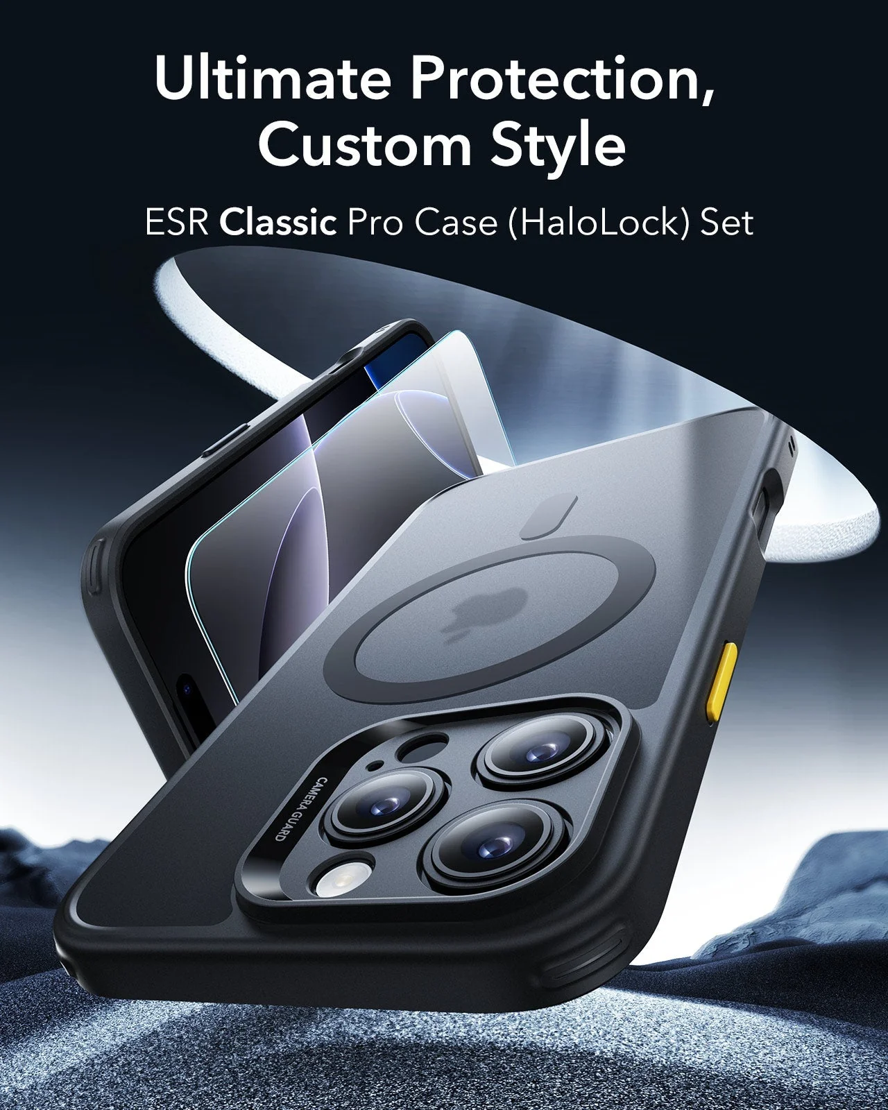 iPhone 16 Pro Classic Pro Case (HaloLock) Set - Frosted Black - Image 2