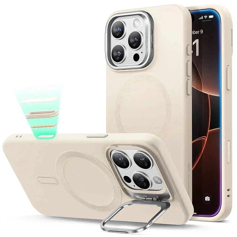 iPhone 16 Pro Cloud Soft Magnetic Case (Camera Control, Stash Stand) - Light Tan