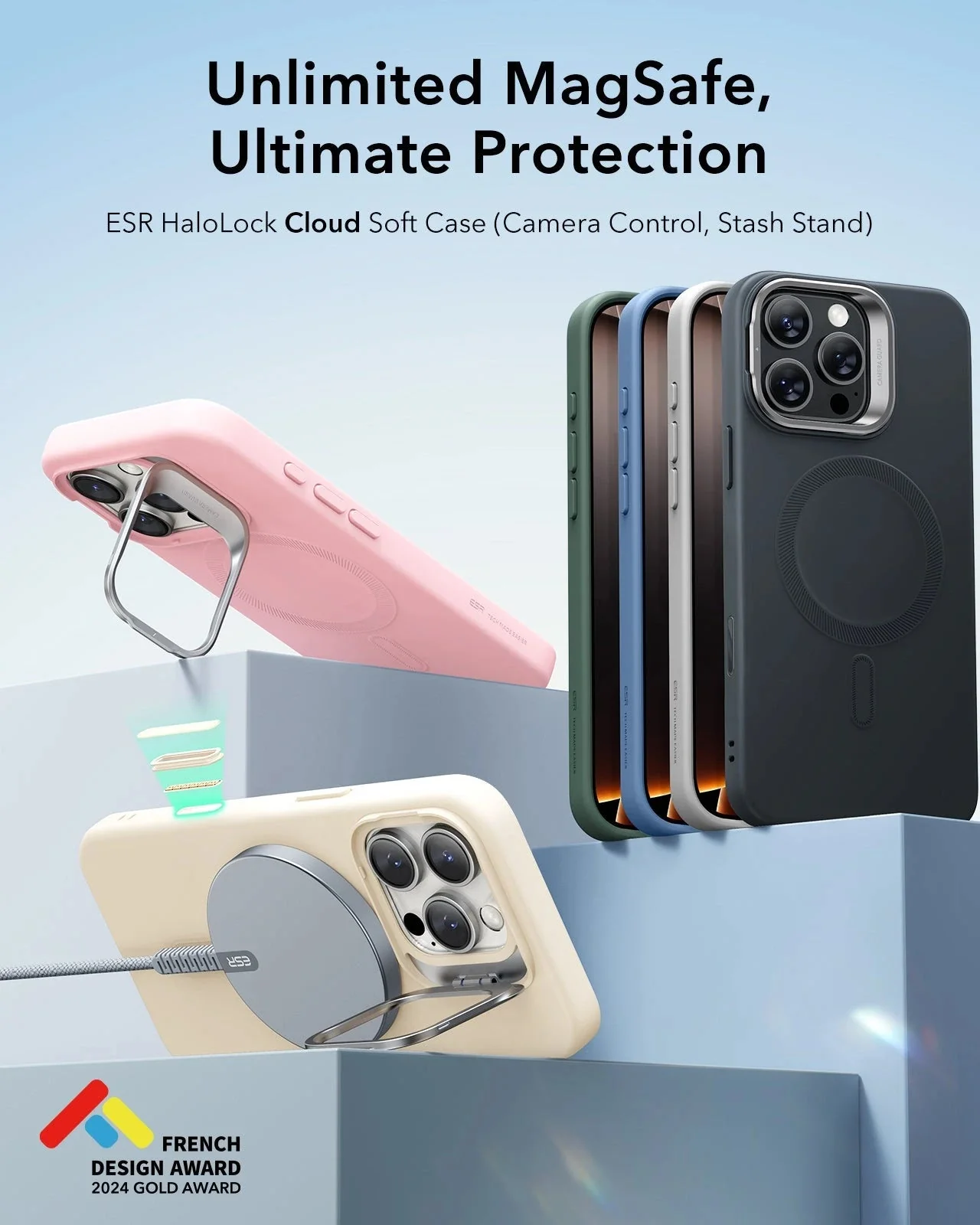 iPhone 16 Pro Cloud Soft Magnetic Case (Camera Control, Stash Stand) - Light Tan - Image 4