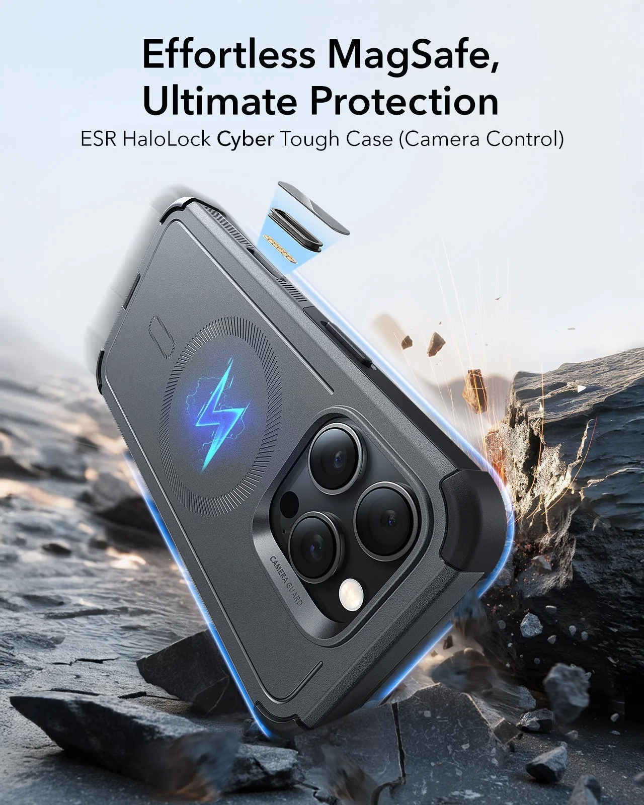 iPhone 16 Pro Cyber Tough Magnetic Case (Camera Control) - Grey - Image 2