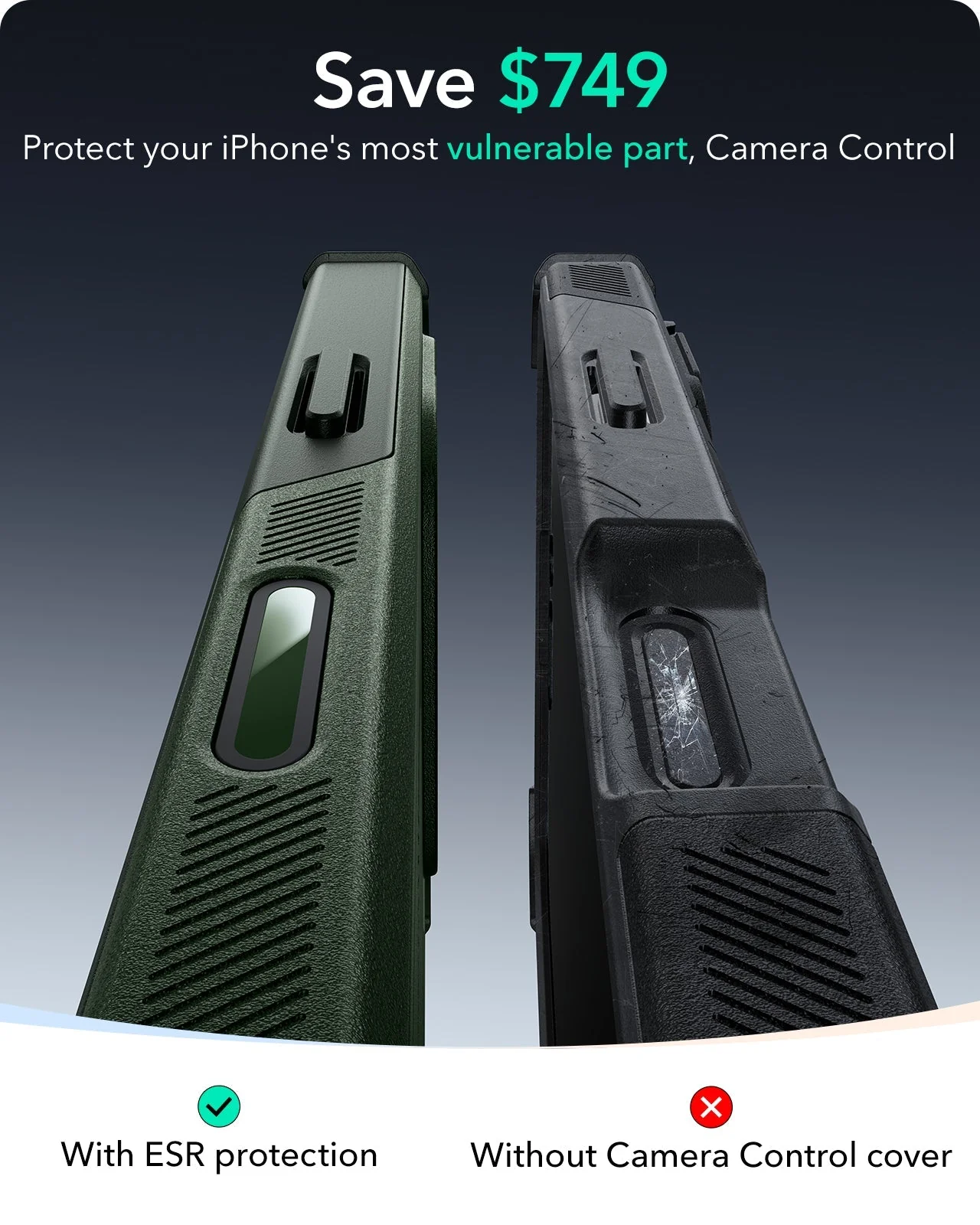 iPhone 16 Pro Cyber Tough Magnetic Case (Camera Control) - Army Green - Image 3