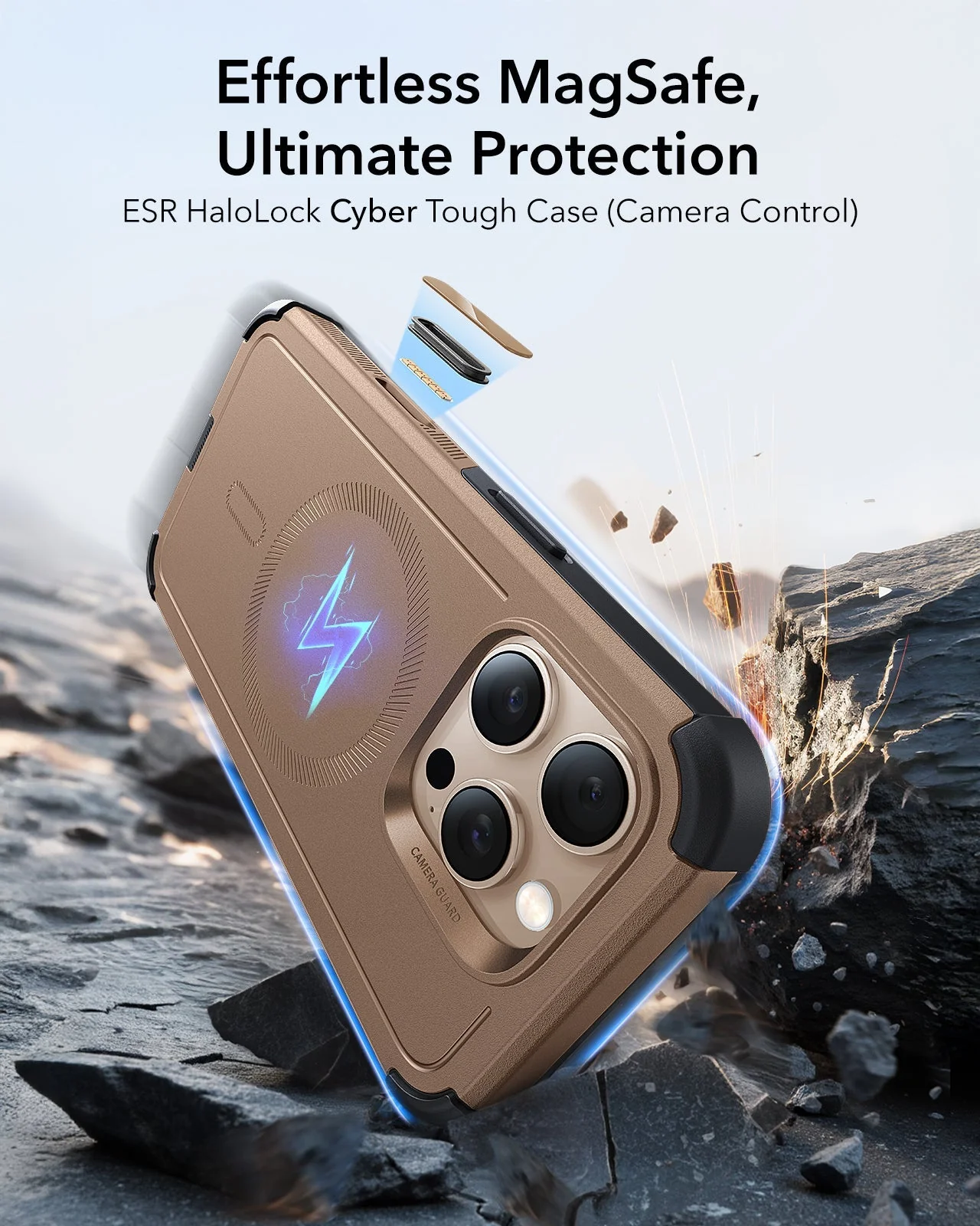 iPhone 16 Pro Cyber Tough Magnetic Case (Camera Control) - Desert Titanium - Image 2