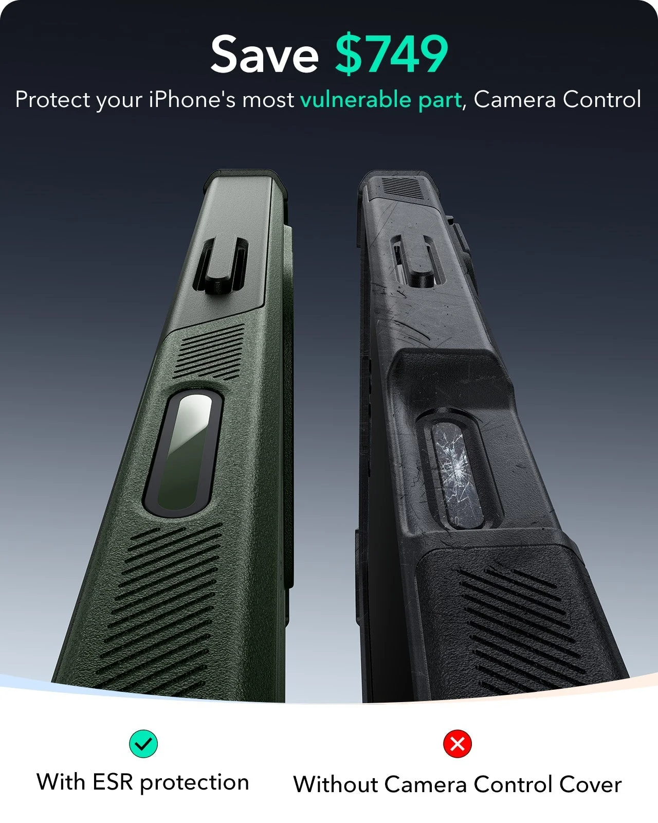 iPhone 16 Pro Cyber Tough Magnetic Case (Camera Control, Stash Stand) - Army Green - Image 3
