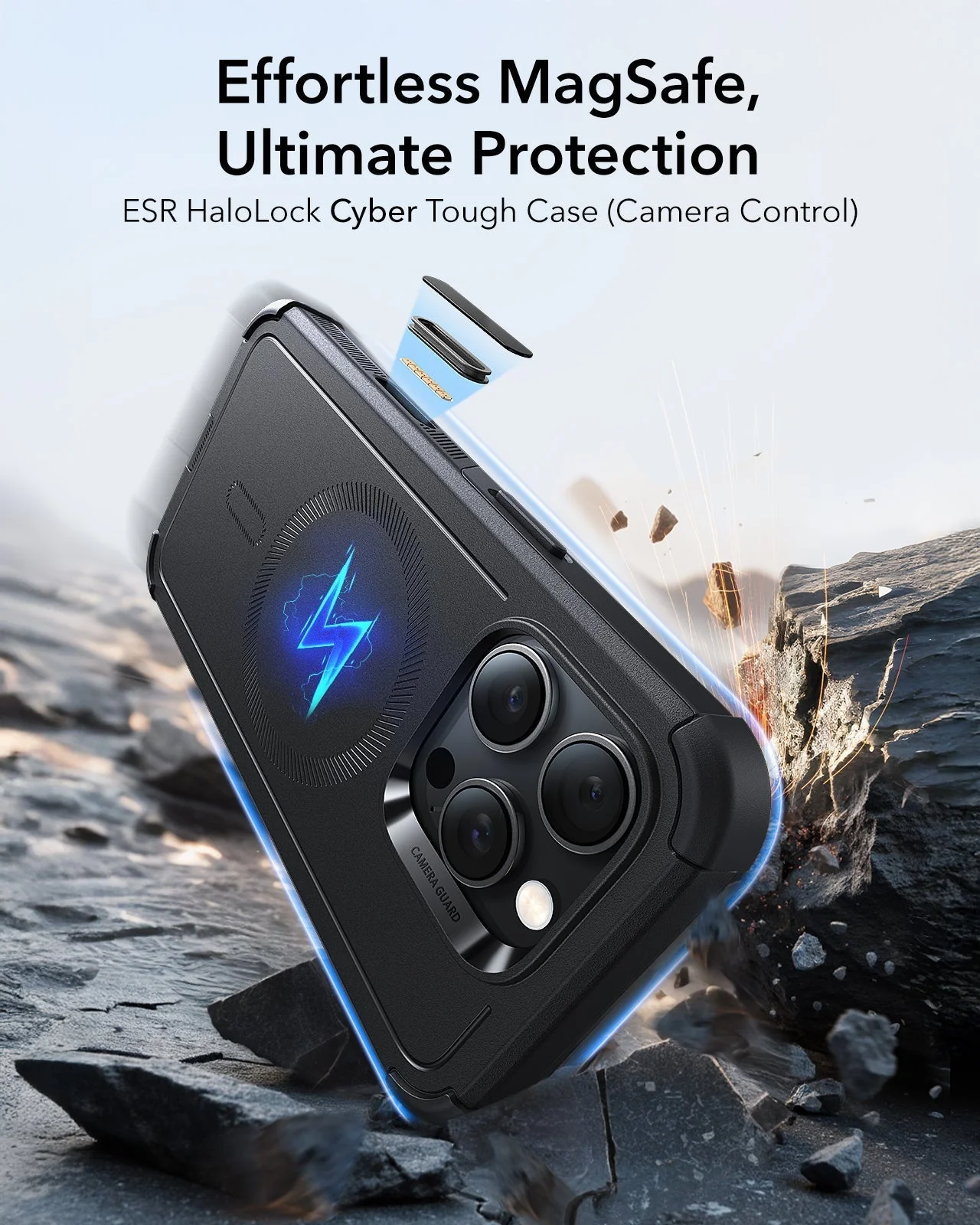 iPhone 16 Pro Cyber Tough Magnetic Case (Camera Control) - Black - Image 3