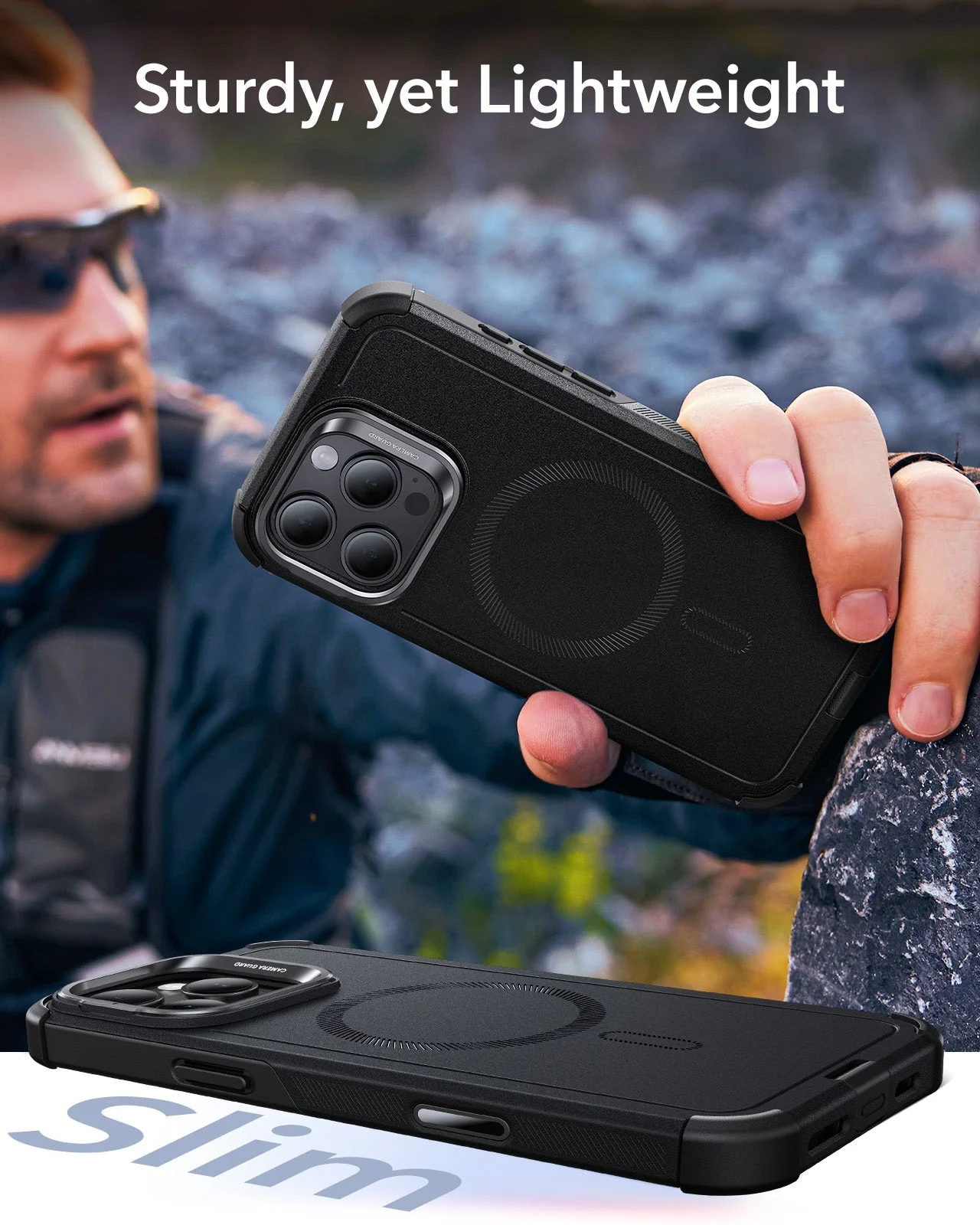iPhone 16 Pro Cyber Tough Magnetic Case Protection Bundle (Camera Control, Stash Stand) - Navy Blue - Image 9