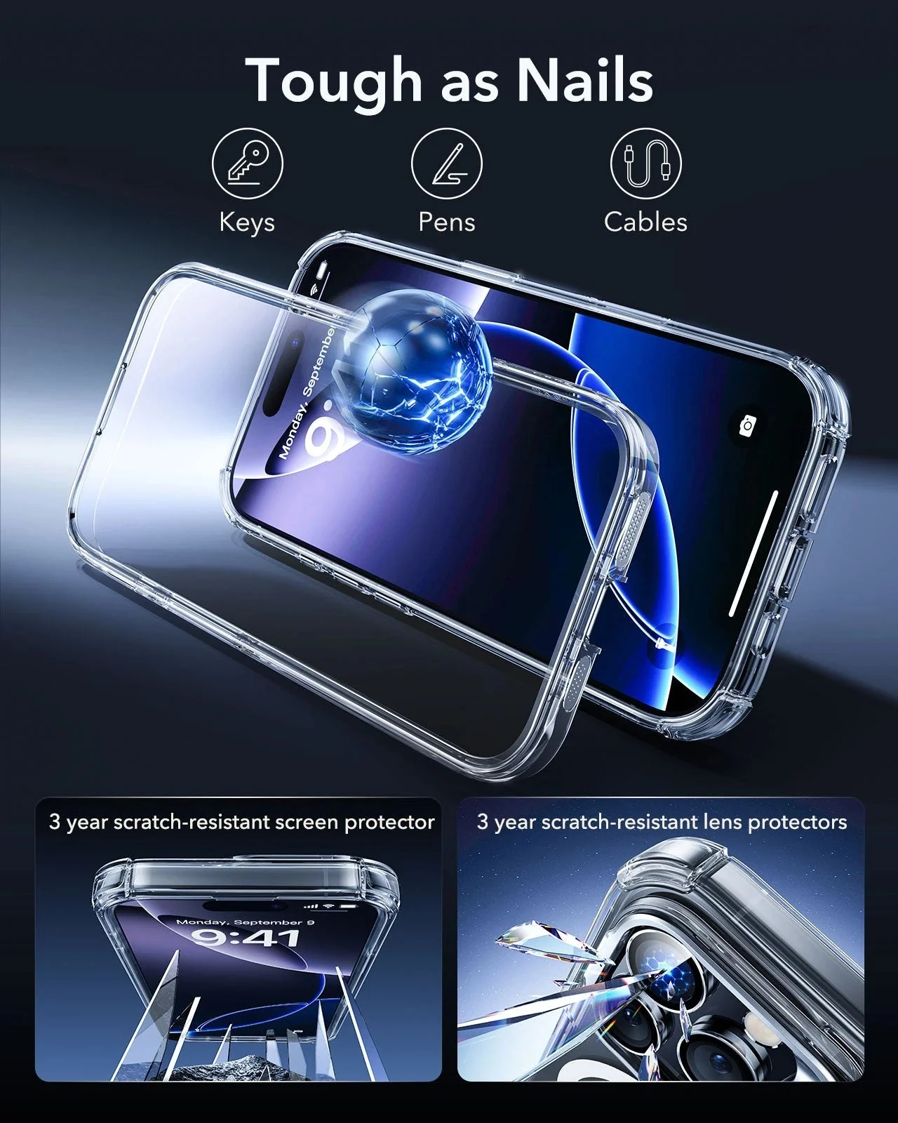 iPhone 16 Pro Max Armor Tough Magnetic Case (Camera Control, Stash Stand) - Clear - Image 9
