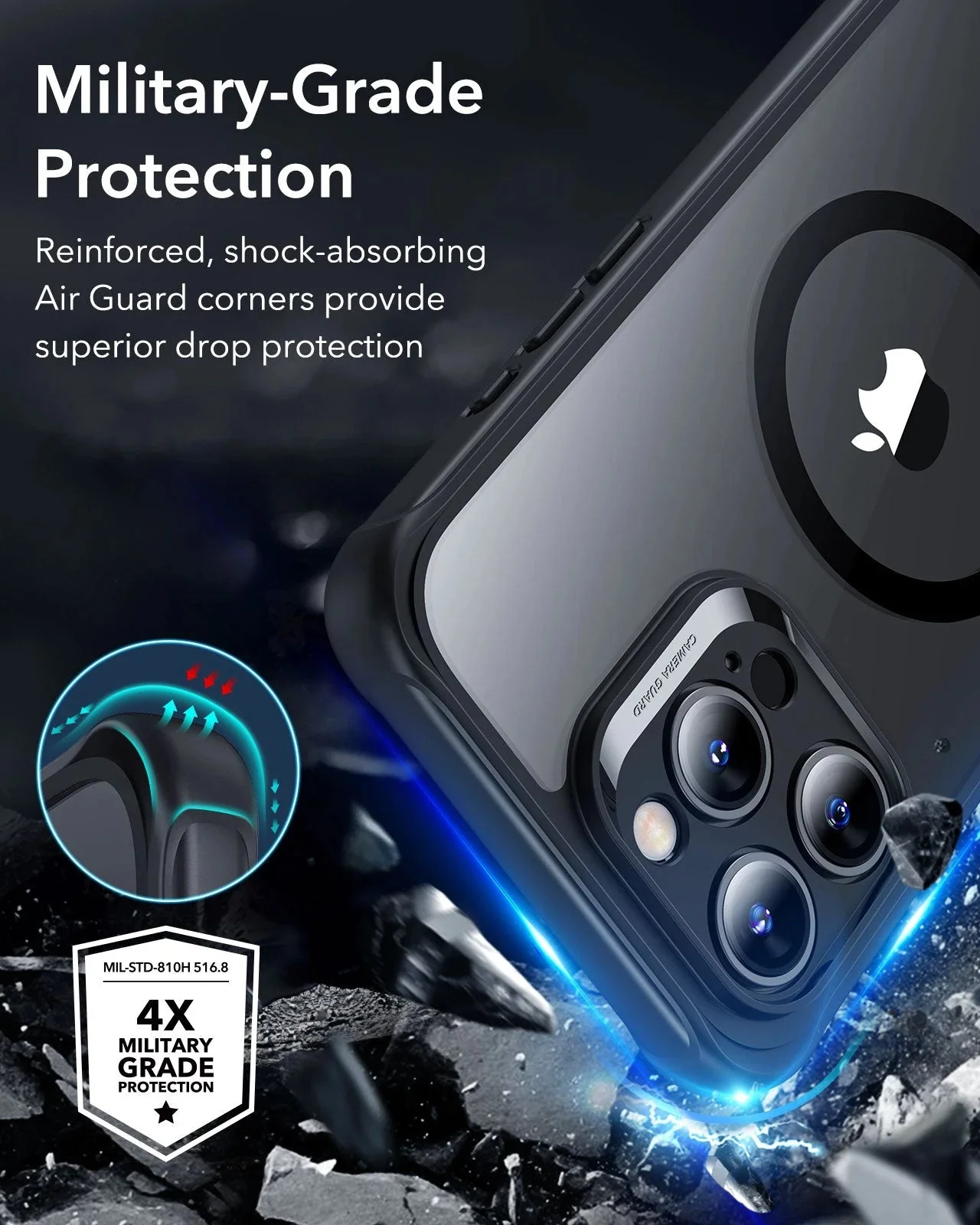 iPhone 16 Pro Max Armor Tough Case (HaloLock) - Clear Black - Image 4
