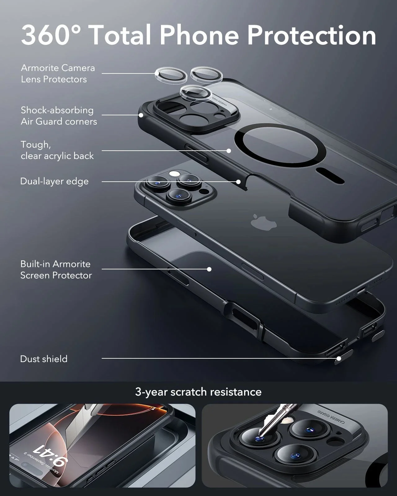 iPhone 16 Pro Max Armor Tough Case (HaloLock) - Clear - Image 3