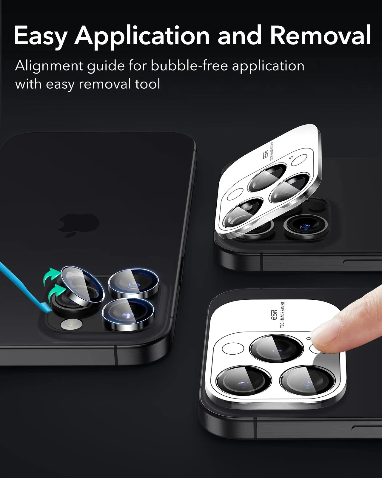 iPhone 16 Pro Max/Pro Armorite Camera Lens Protectors - Black - 2 Pack - Image 6