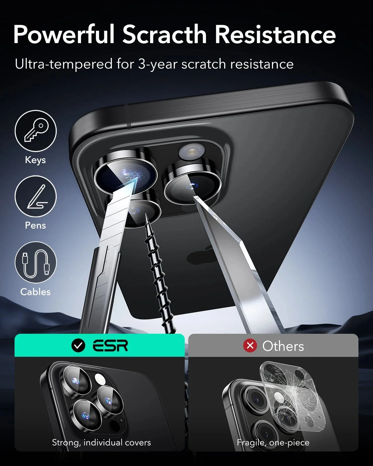 iPhone 16 Pro Max/Pro Armorite Camera Lens Protectors - Titanium - Image 7