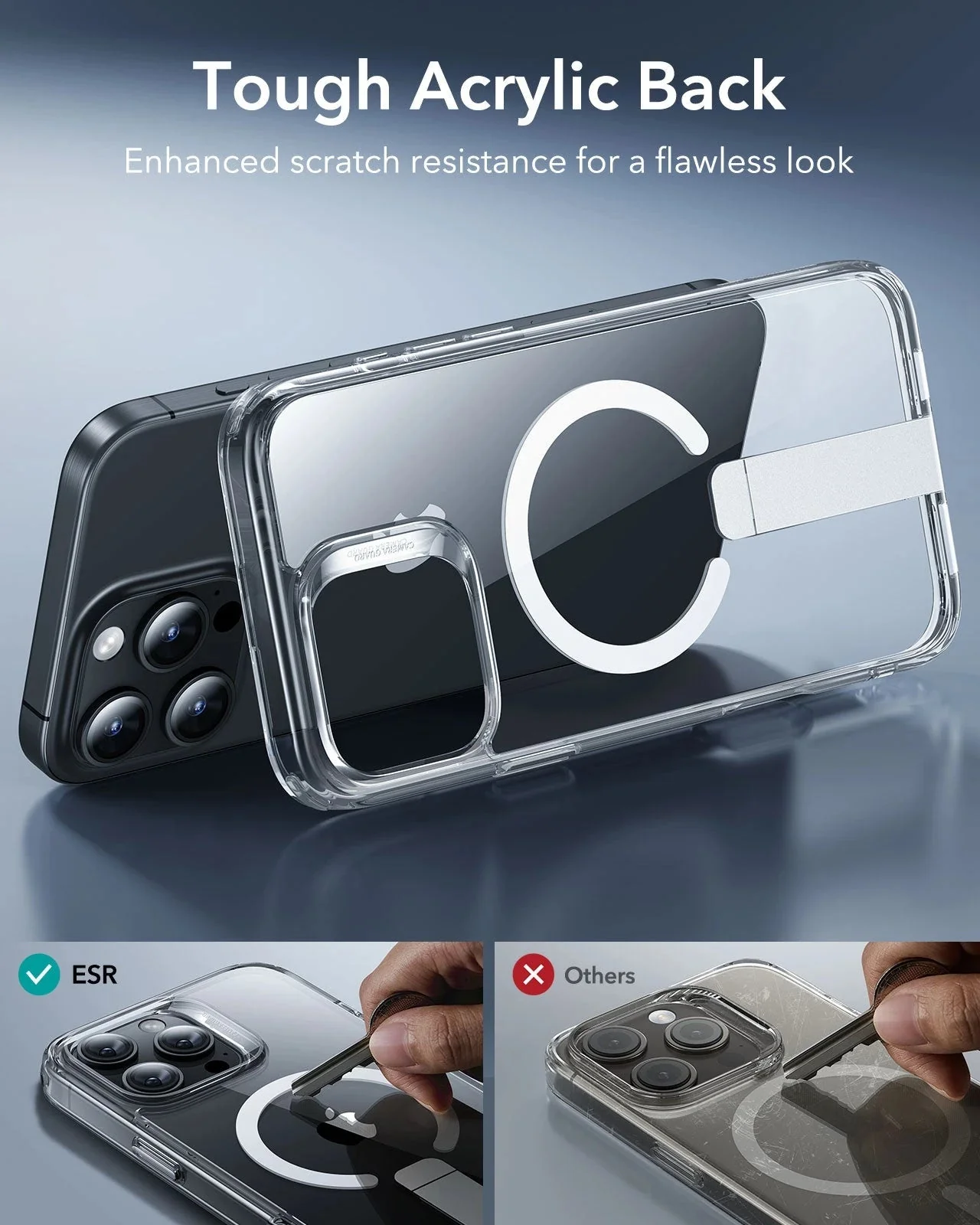 iPhone 16 Pro Max Boost Flickstand Case (HaloLock) - Clear Grey - Image 7