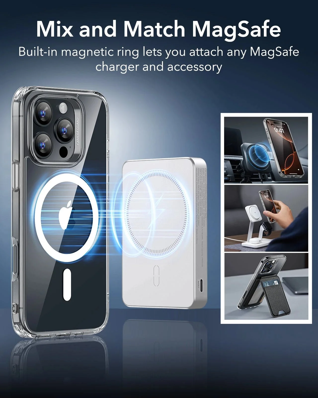 iPhone 16 Pro Max Classic Hybrid Case (HaloLock) - Clear Black - Image 5