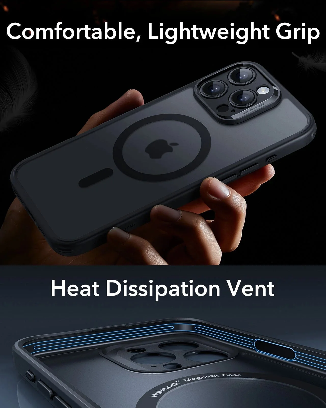 iPhone 16 Pro Max Classic Pro Case (HaloLock) Set - Frosted Black - Image 7