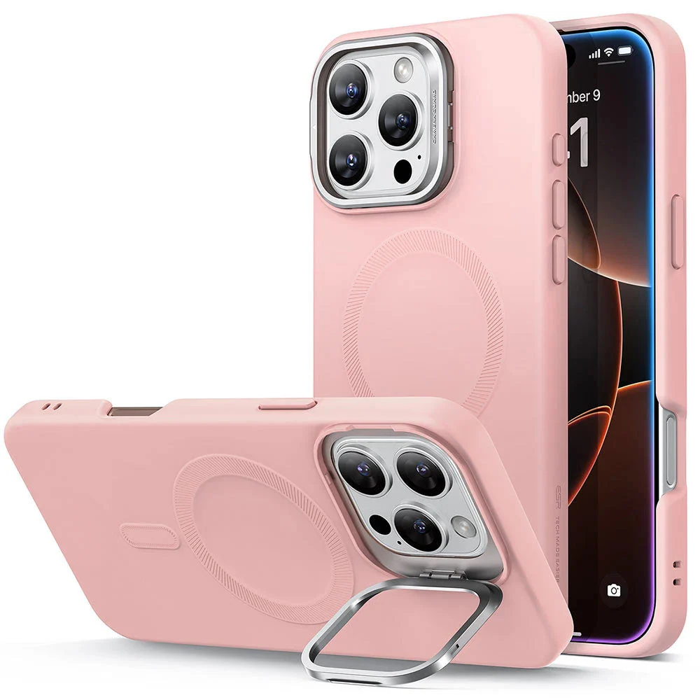 iPhone 16 Pro Max Cloud Soft Case with Stash Stand (HaloLock) - Pink