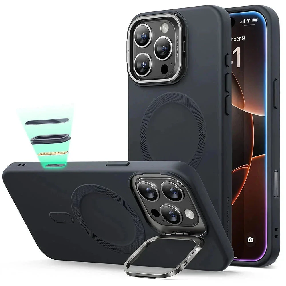 iPhone 16 Pro Max Cloud Soft Magnetic Case (Camera Control, Stash Stand) - Black