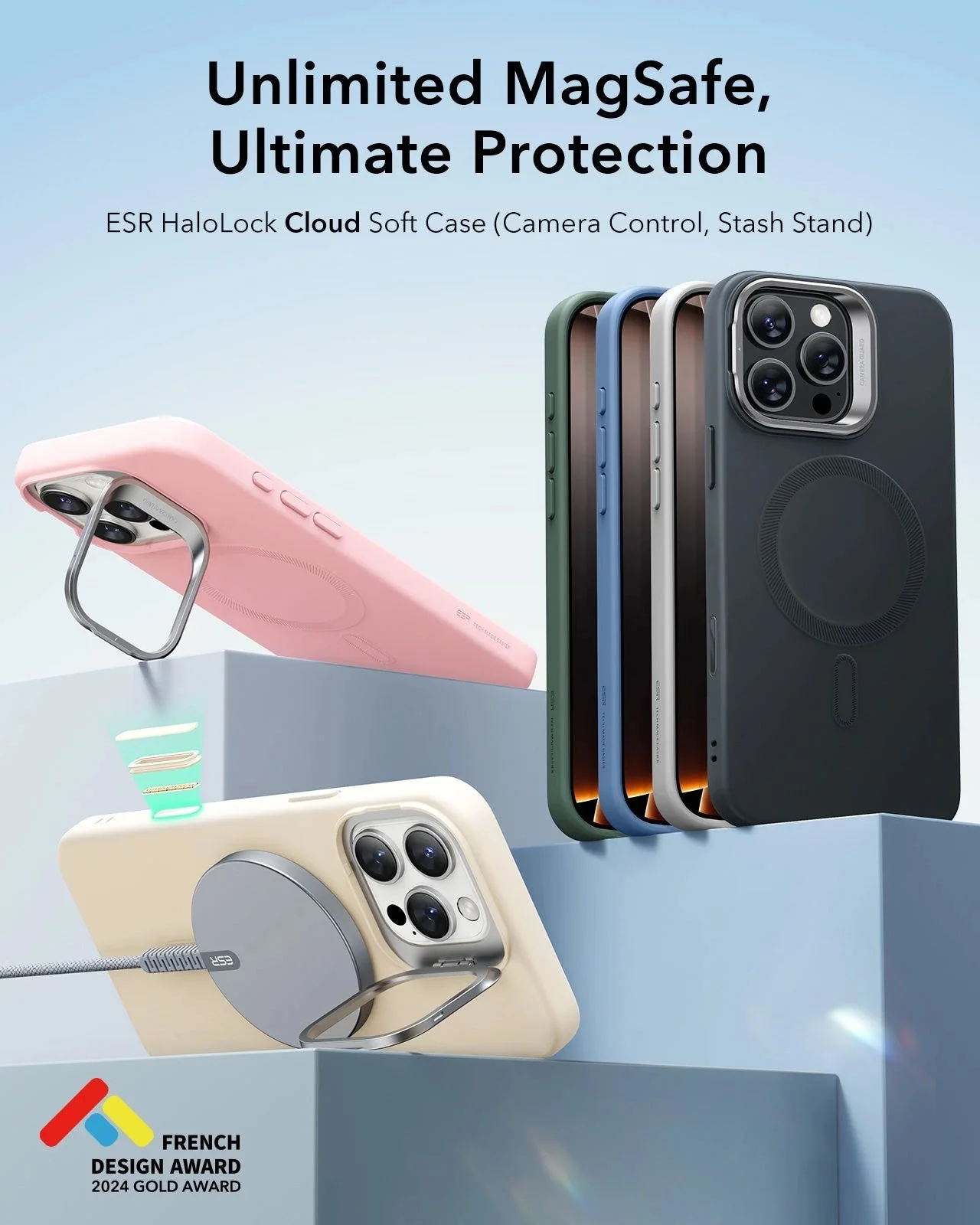 iPhone 16 Pro Max Cloud Soft Magnetic Case (Camera Control, Stash Stand) - Black - Image 2