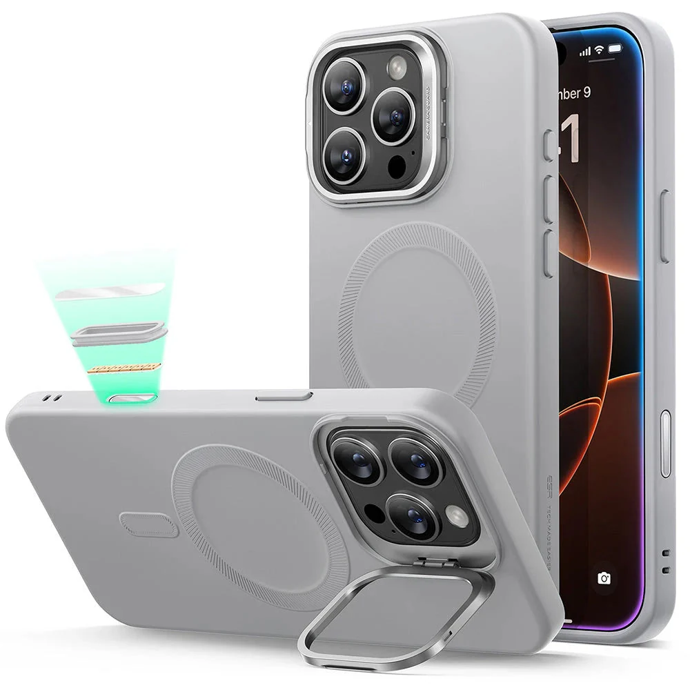 iPhone 16 Pro Max Cloud Soft Magnetic Case (Camera Control, Stash Stand) - Grey