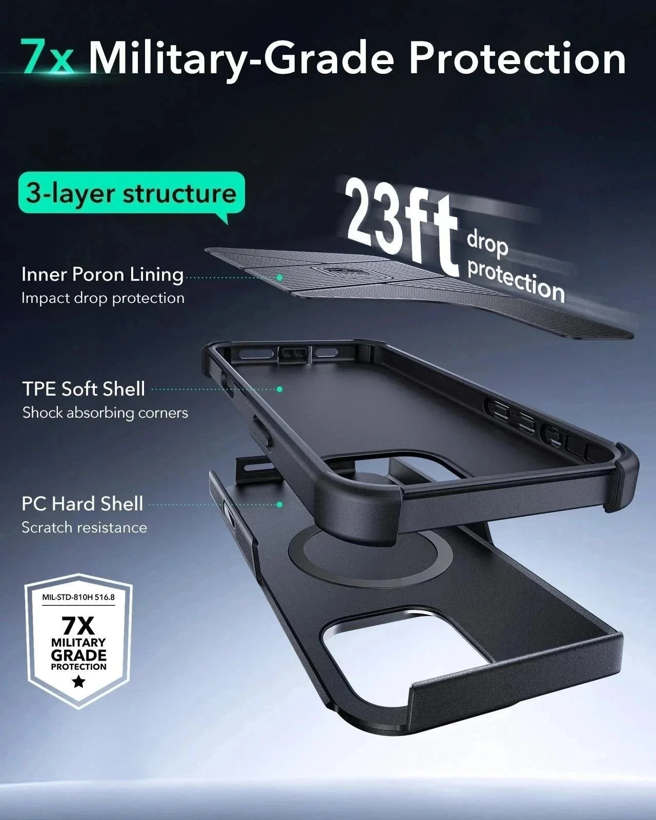 iPhone 16 Pro Max Cyber Tough Magnetic Case Privacy Protection Bundle (Camera Control, Stash Stand) - Desert Titanium - Image 7