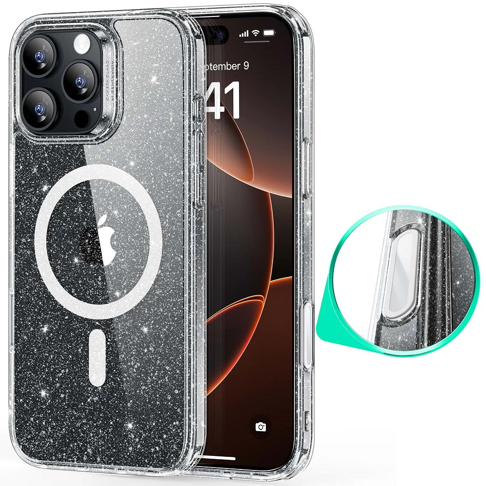 iPhone 16 Pro Max HaloLock Classic Hybrid Case (Camera Control) - Clear Shimmer