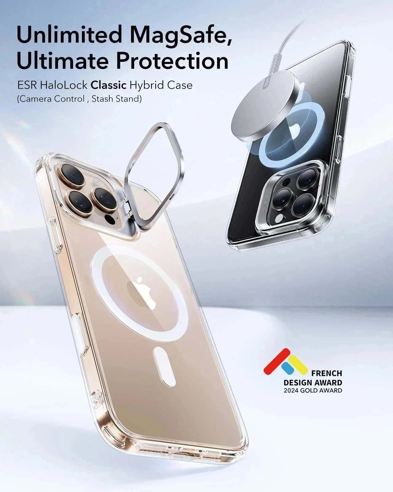 iPhone 16 Pro Max Classic Hybrid Magnetic Case (Camera Control, Stash Stand) - Frosted Black - Image 2