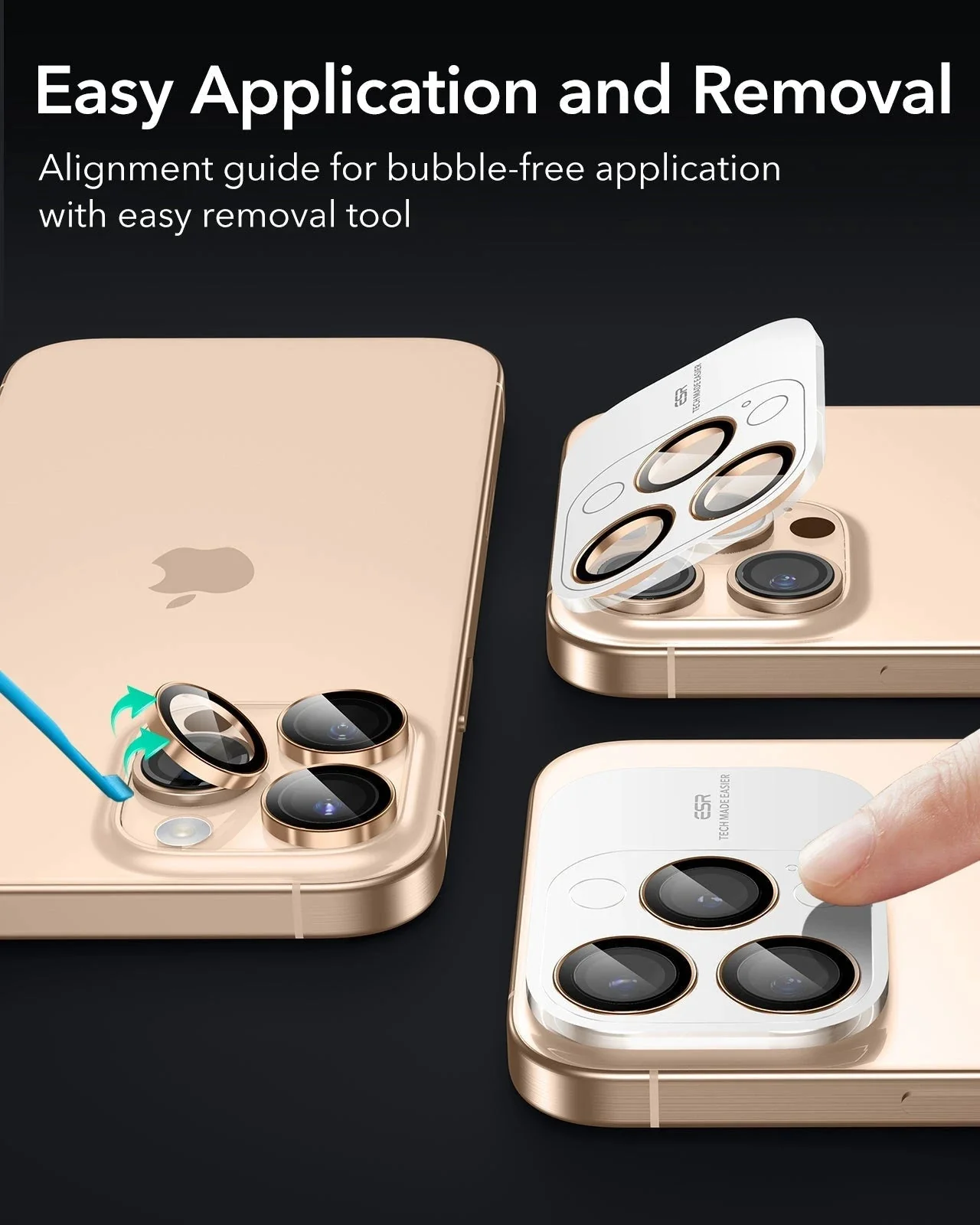iPhone 16 Pro Max/Pro Armorite Camera Lens Protectors - Desert Titanium - Image 6