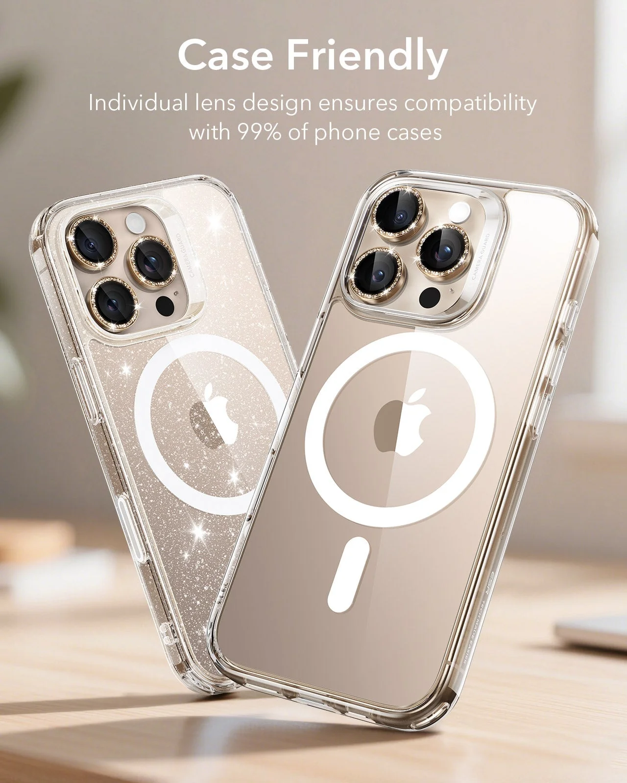 iPhone 16 Pro Max/Pro Armorite Camera Lens Protectors - Desert Titanium Shimmer - Image 8
