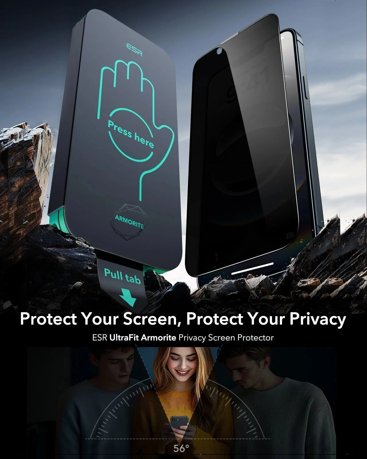 iPhone 16e HaloLock Classic Hybrid Case Privacy Protection Bundle - Clear Black - Image 10