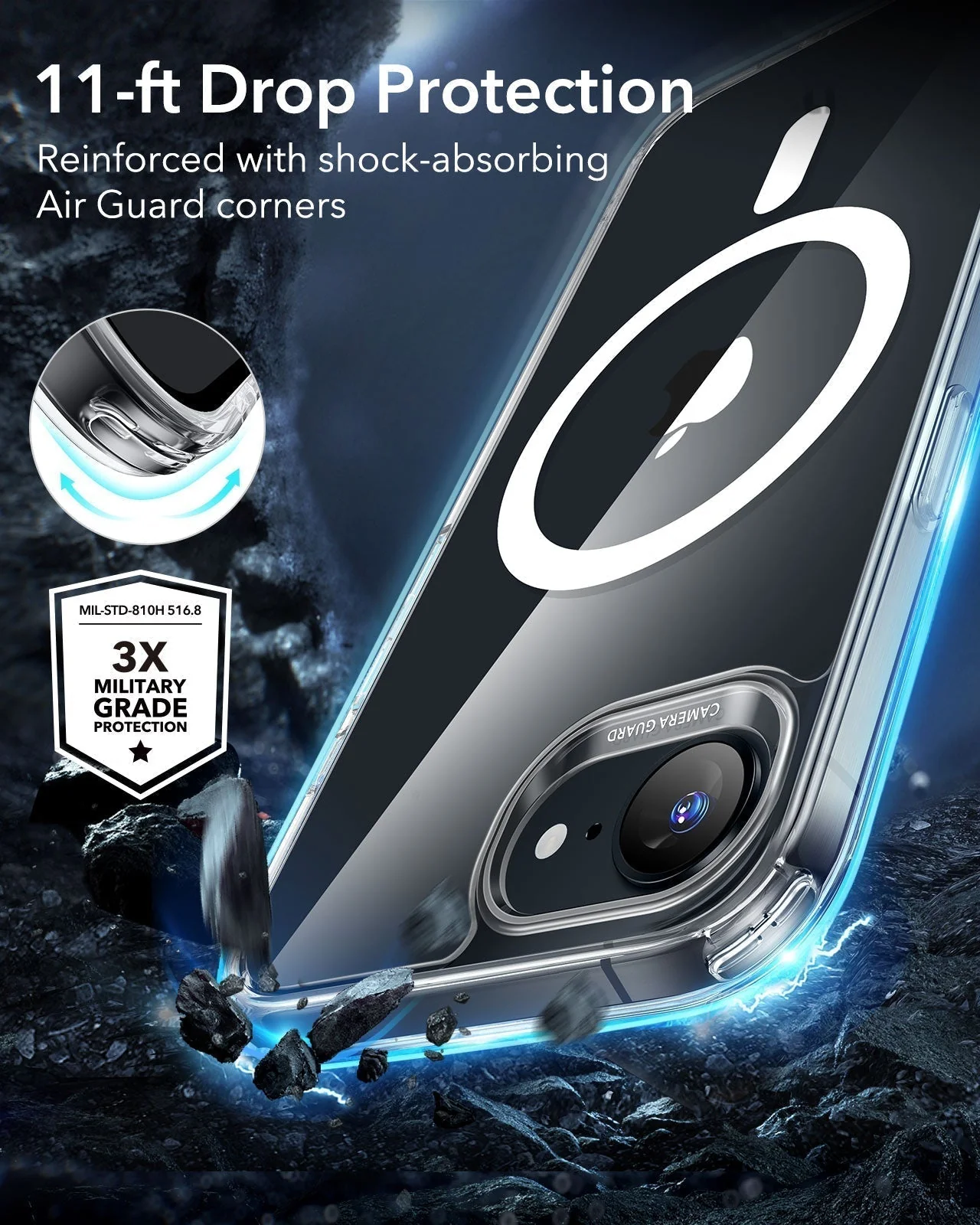iPhone 16e HaloLock Classic Hybrid Case - Frosted Black - Image 5