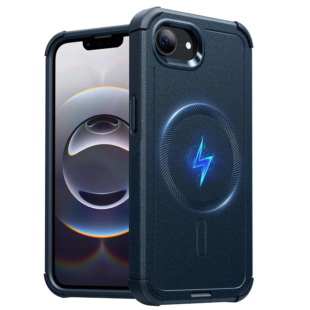 iPhone 16e HaloLock Cyber Tough Case - Dark Blue