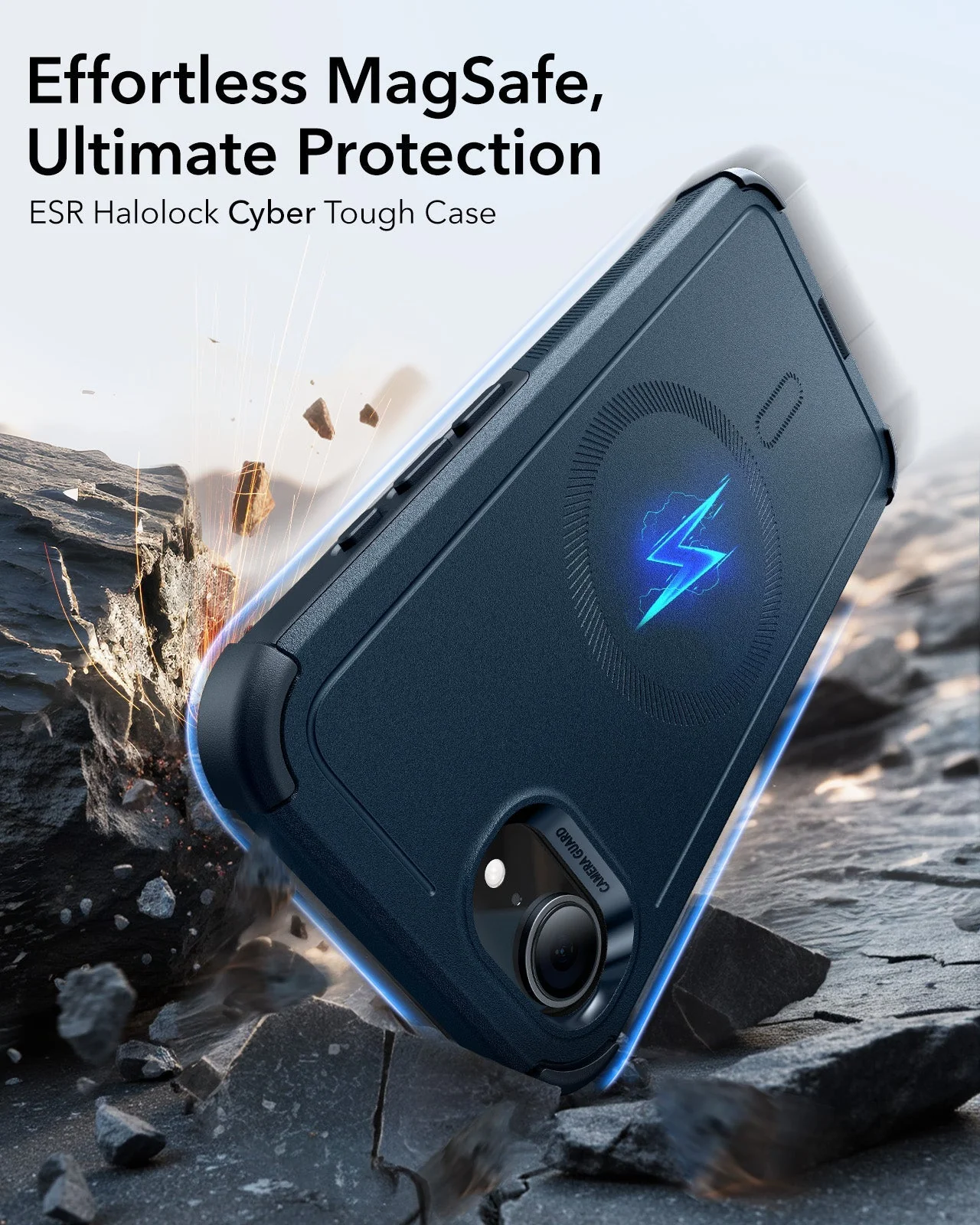 iPhone 16e HaloLock Cyber Tough Case - Dark Blue - Image 2